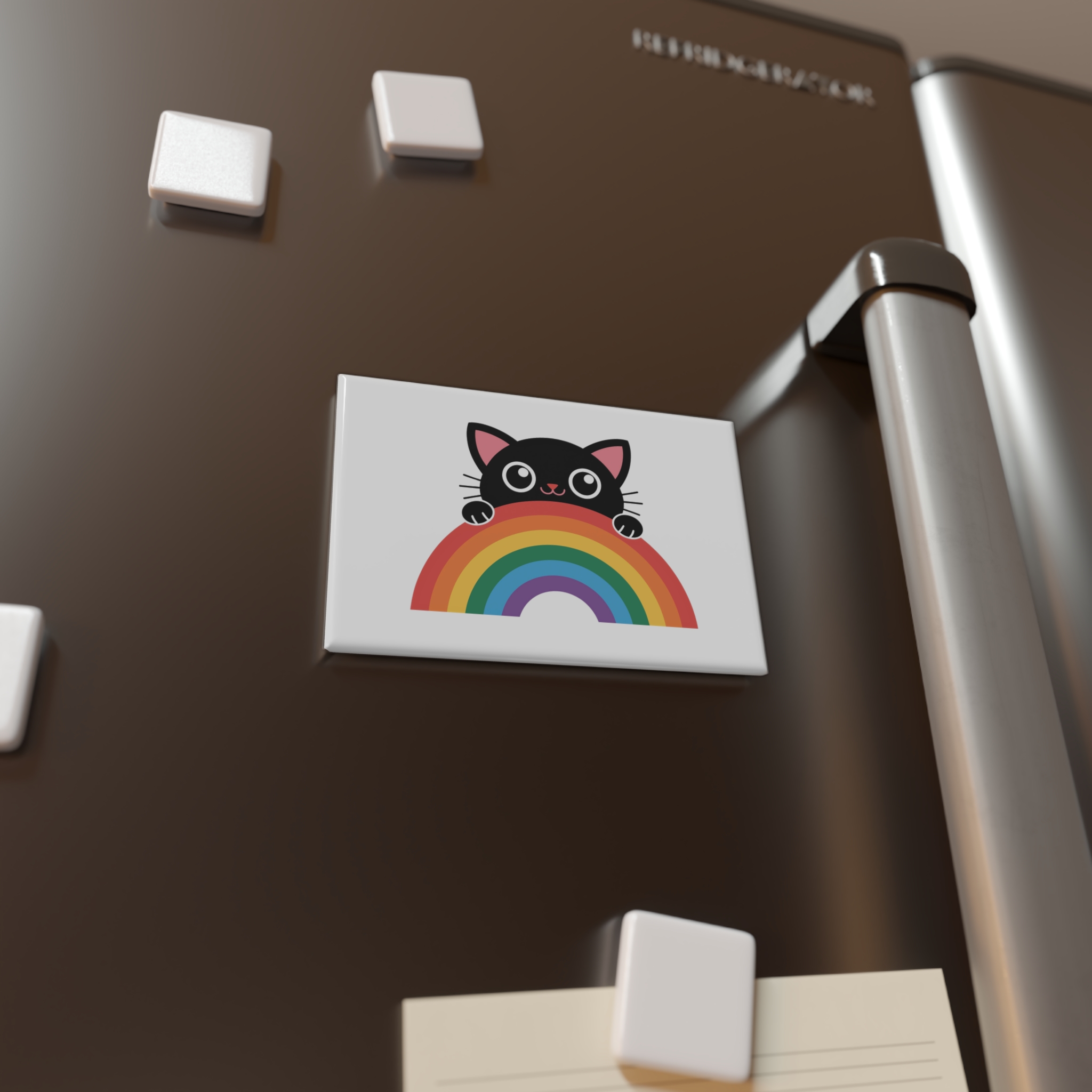 Black Cat With Rainbow Icon Pride Pet Design Vector Illustration Button Magnet Rectangle 1 And 10 Pcs - Image 4