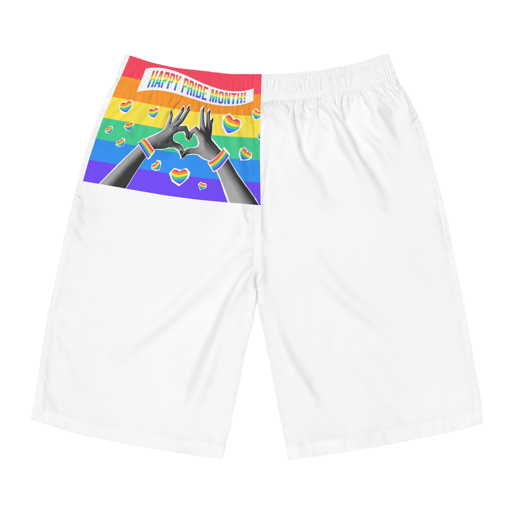Lgbtq Pride Month Card Y2k Style Trendy Retro Collage Halftone Hands Mens Board Shorts Aop