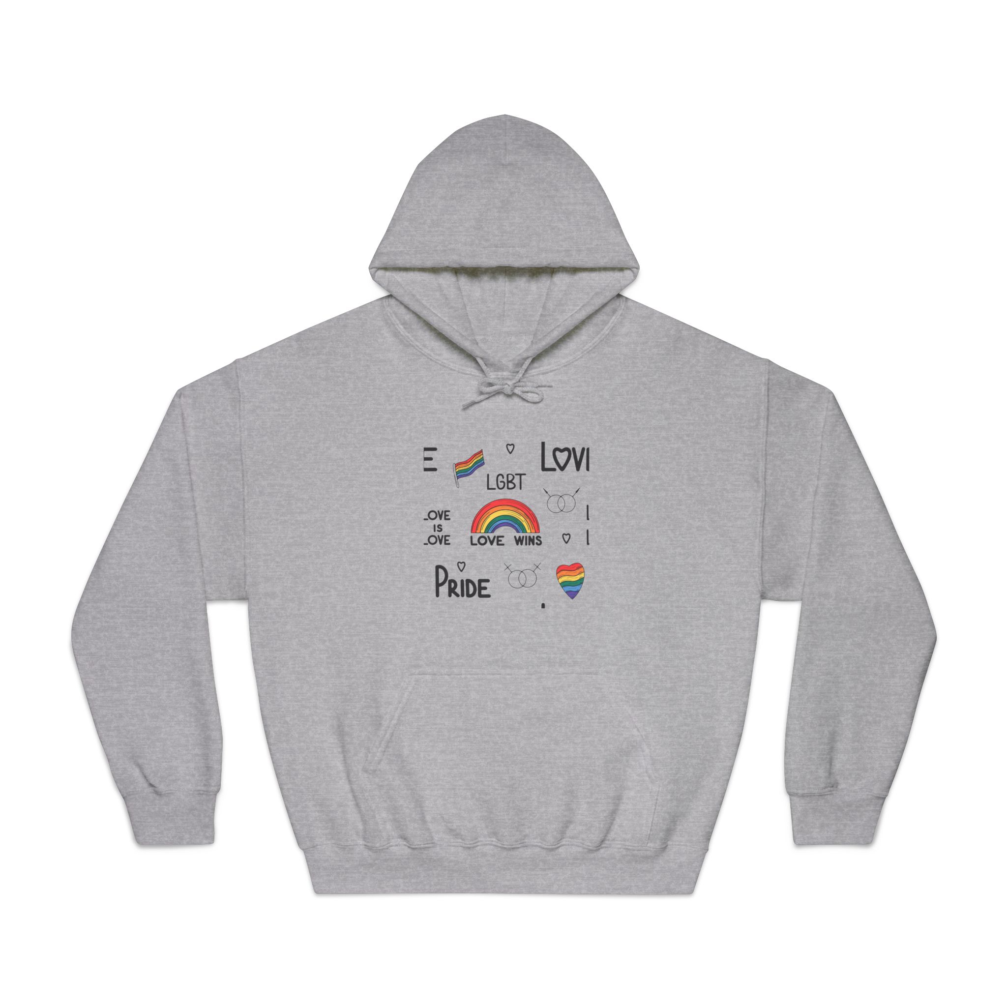 Lgbtq Pride Seamless Illustration Rainbow Hearts Love Symbols Unisex Dryblend Hooded Sweatshirt - Image 13