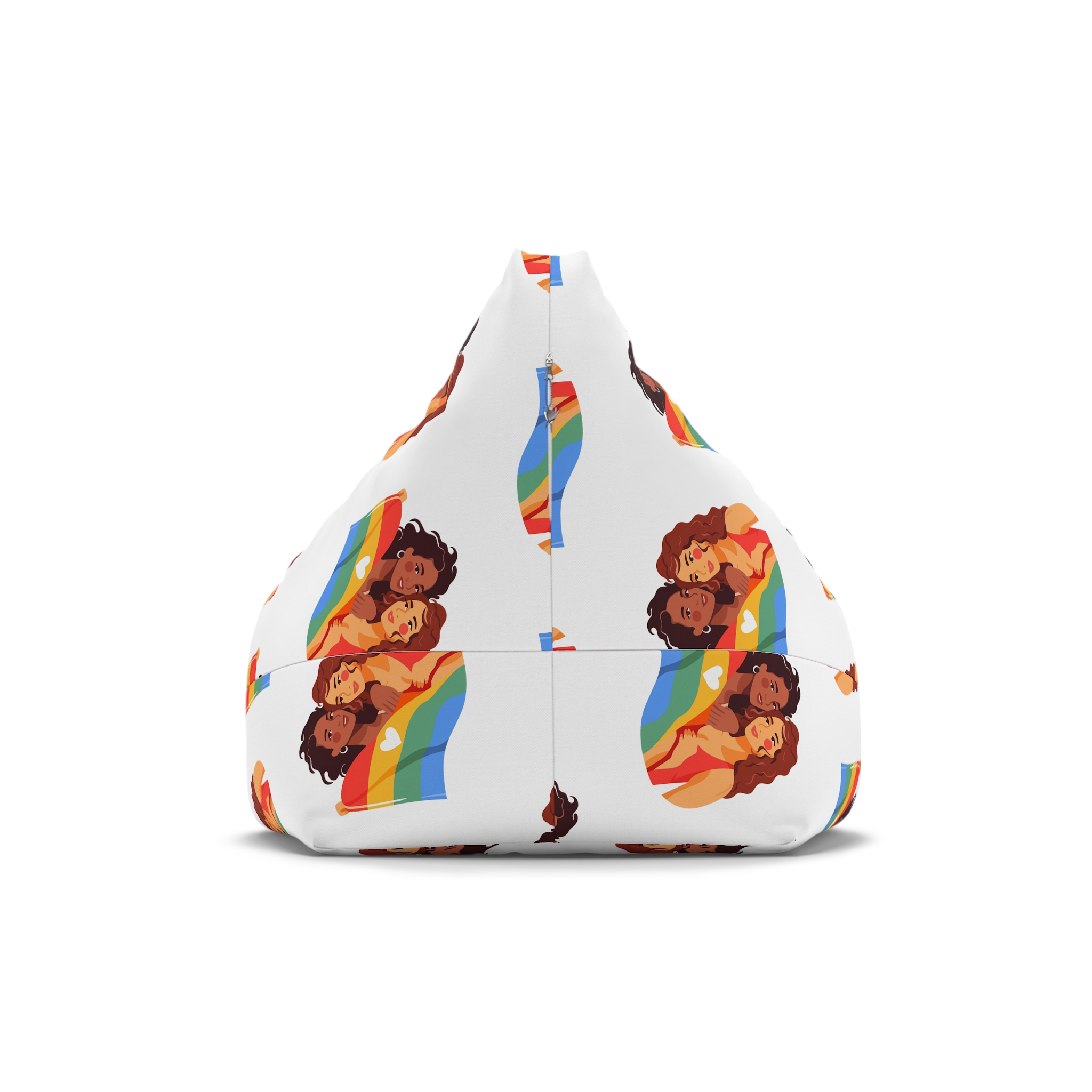 Portrait Lesbian Couple With Rainbow Flag Concept Lgbtq Bean Bag Chair Cover - Image 2