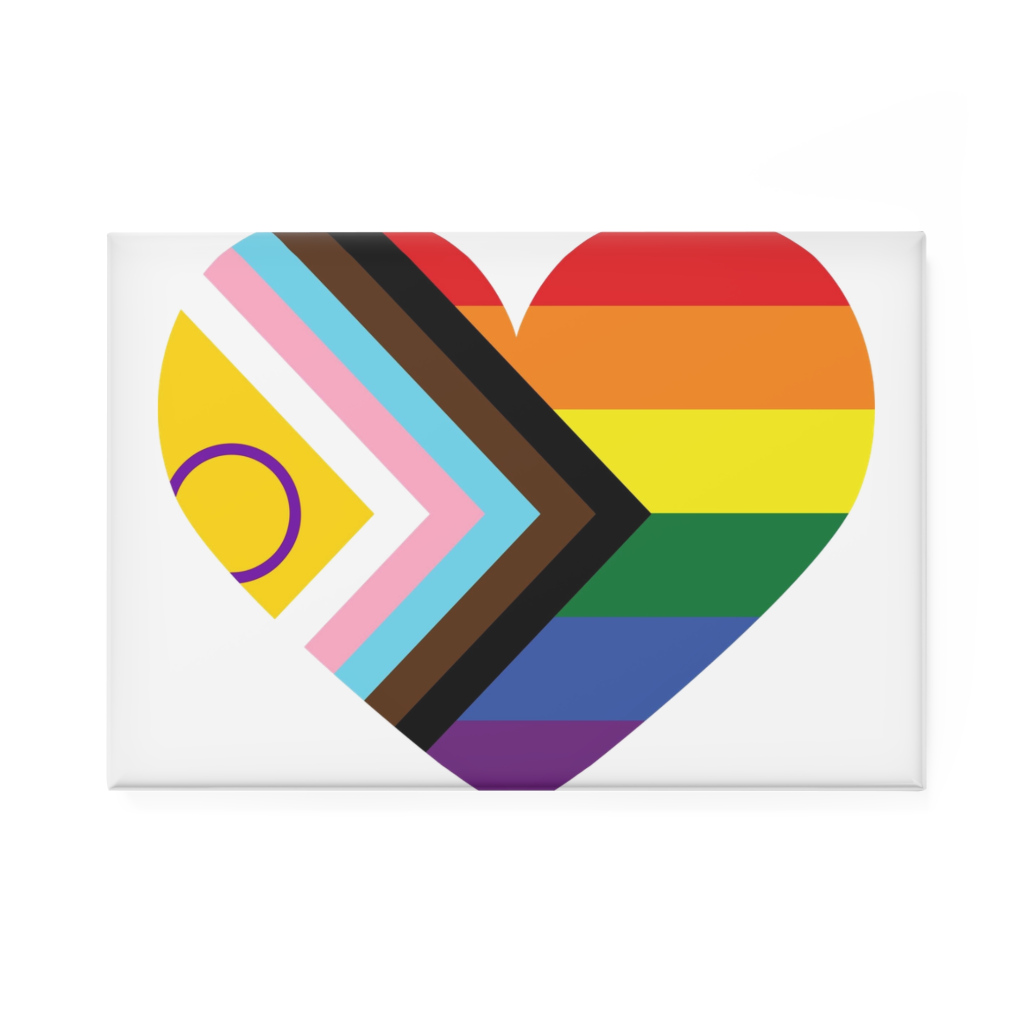 Heart With Rainbow Colored Heart Button Magnet Rectangle 1 And 10 Pcs