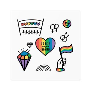 Lgbt Doodle Set Rainbow Flag Pride Month Vector Illustration Laminate Stickers Square