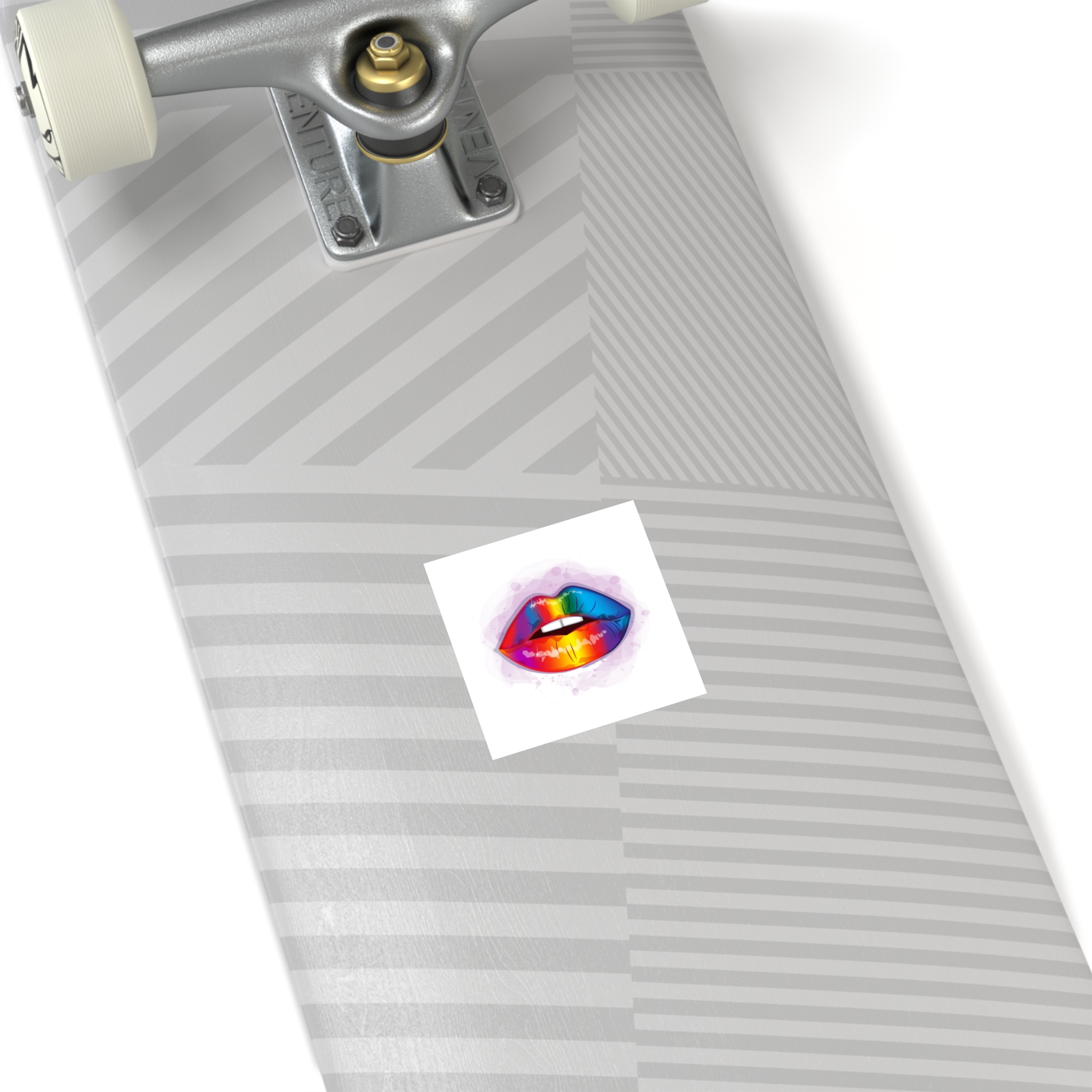 Rainbow Lips Lgbt Beautiful Fashionable Realistic Realistic Watercolor Style Print Vector Laminate Stickers Square - Image 4