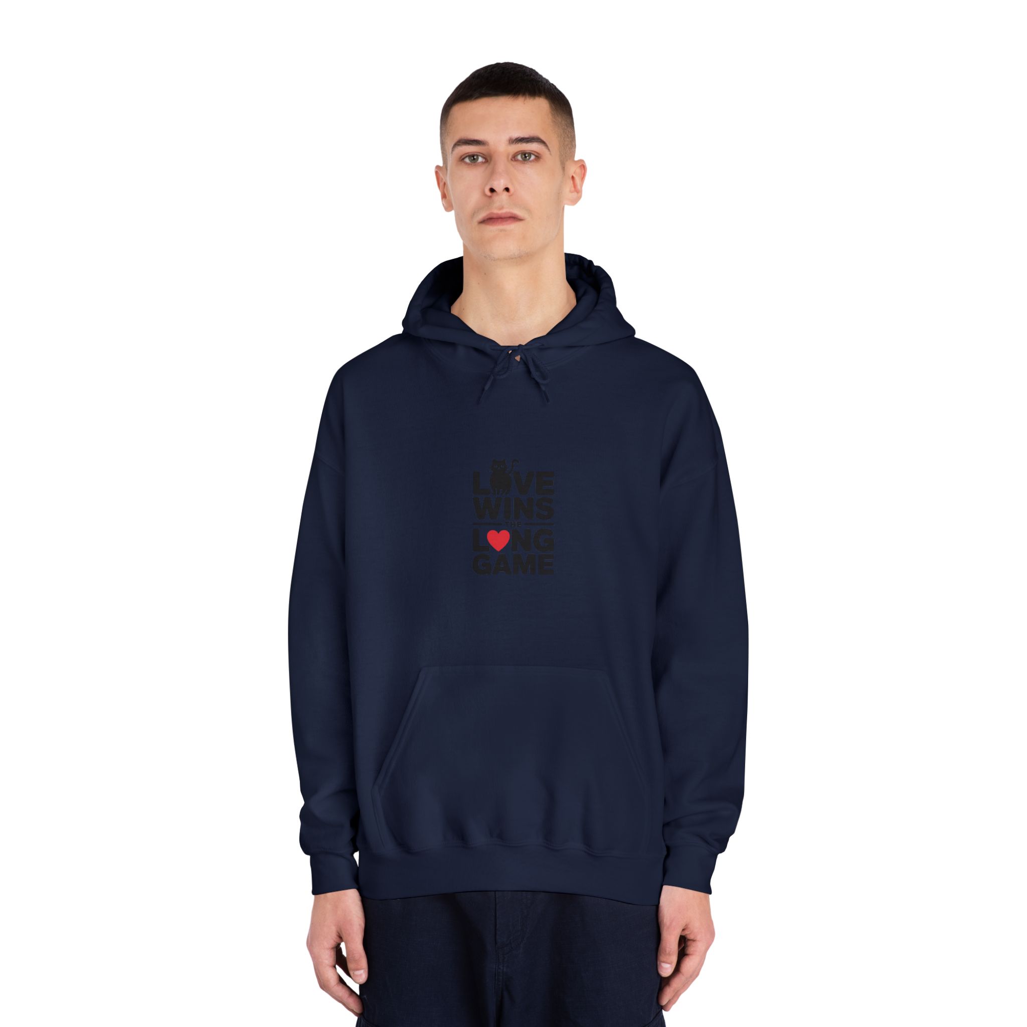 Love Wins Long Game With Black Cat Heart Illustration Unisex Dryblend Hooded Sweatshirt - Image 31