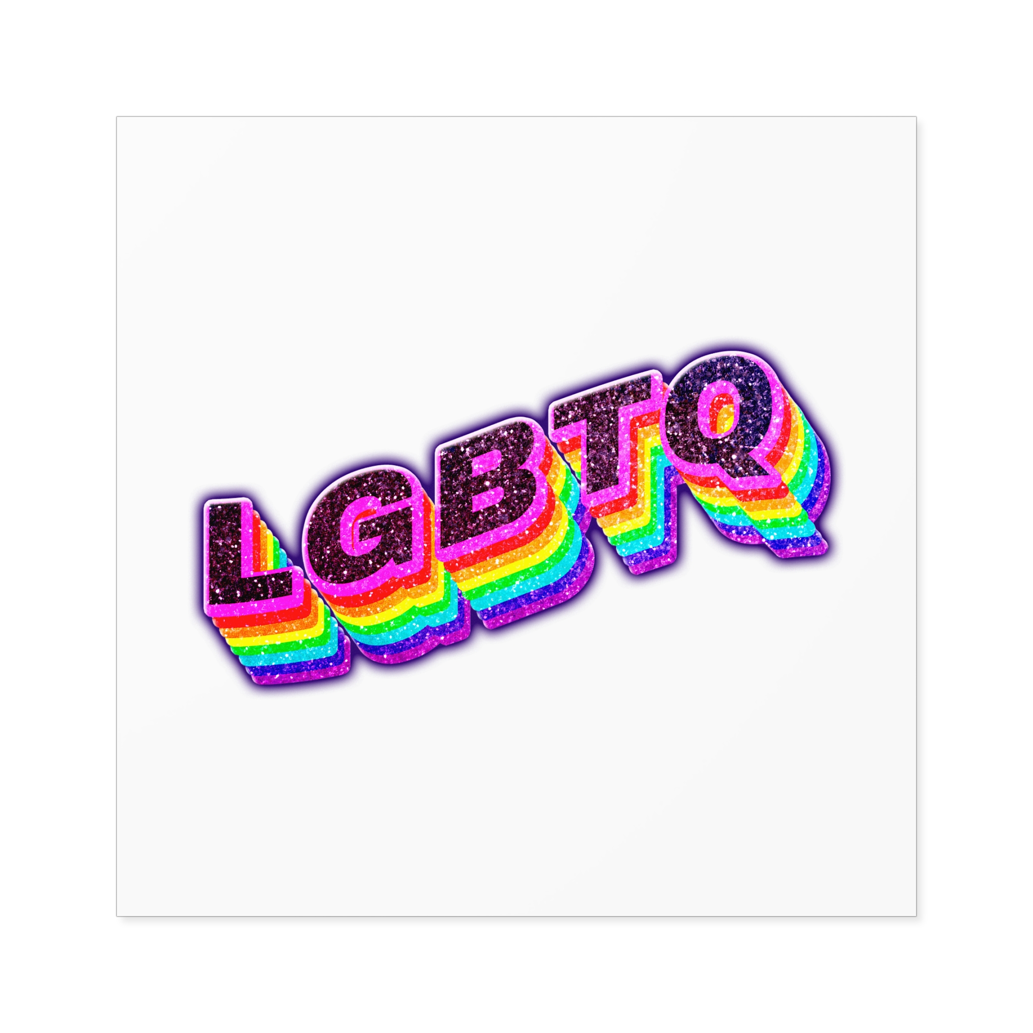 Lgbtq Rainbow 3d Png Typography Laminate Stickers Square - Image 61