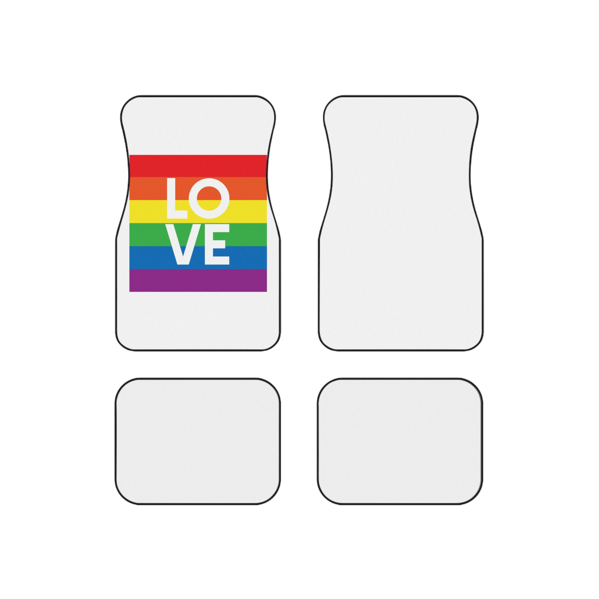 Love Lgbt Squere White Car Mats Set Of 4