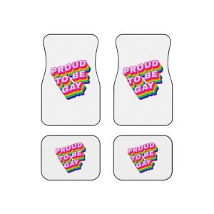 Rainbow Word Proud Be Gay Typography Design Element Car Mats Set Of 4