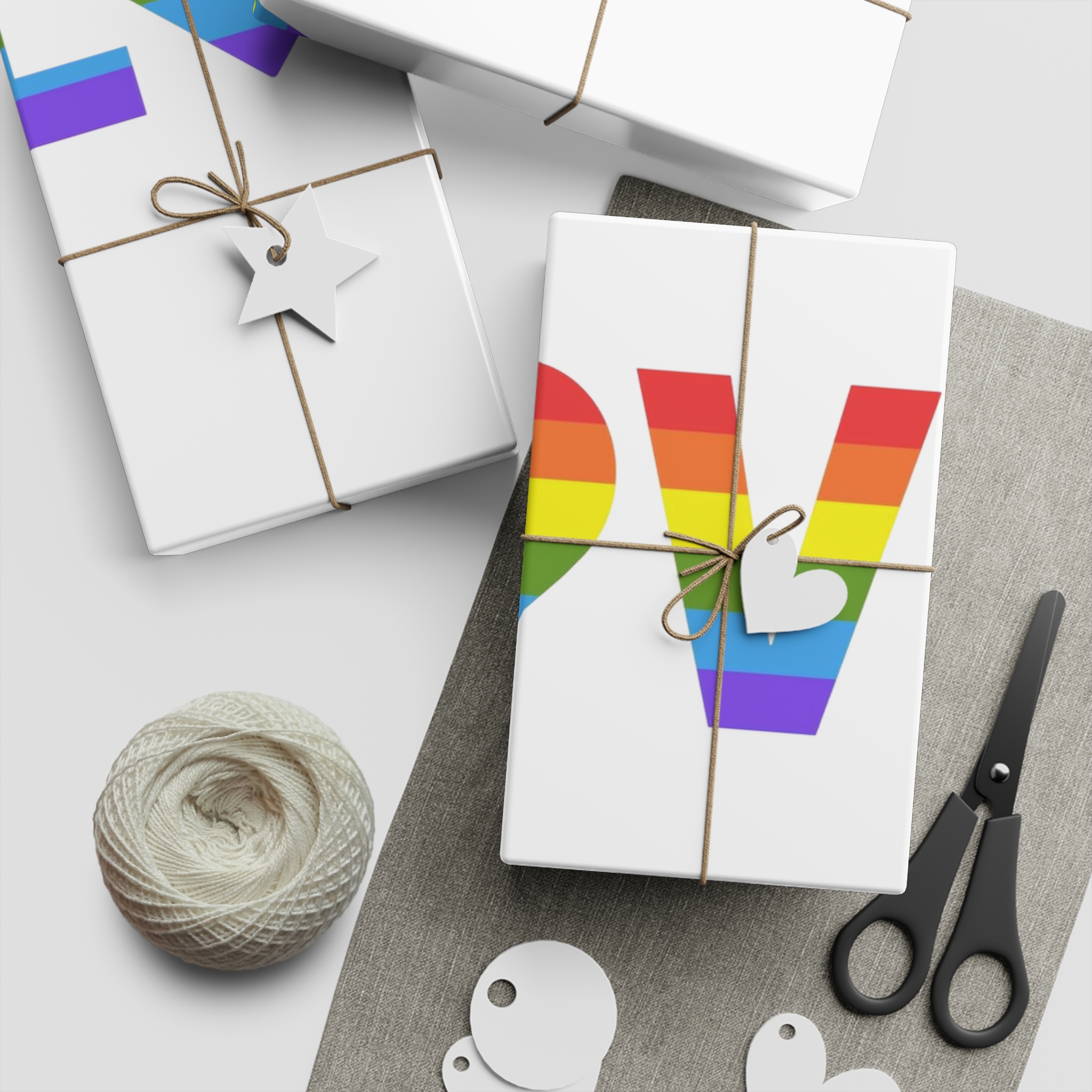 Love With Heart Rainbow Heart Shape Lgbtq Flag White Background Pride Month Gift Wrapping Paper Sheets 1pc - Image 5