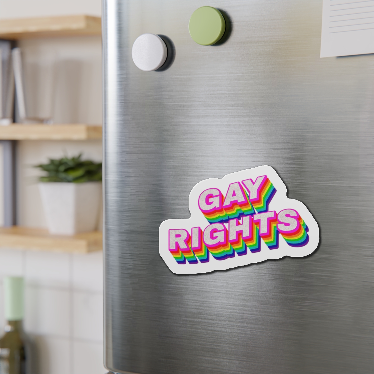 Rainbow Word Gay Rights Typography Design Element Die Cut Magnets - Image 15