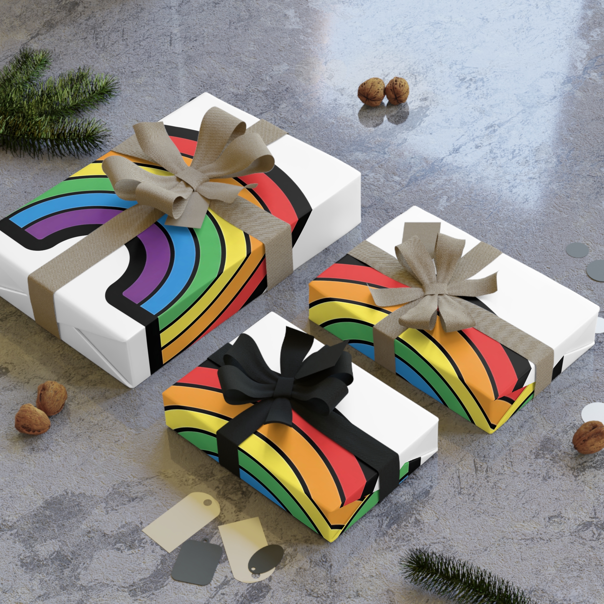Colorful Rainbow Illustration White Background Gift Wrapping Paper Rolls 1pc - Image 4