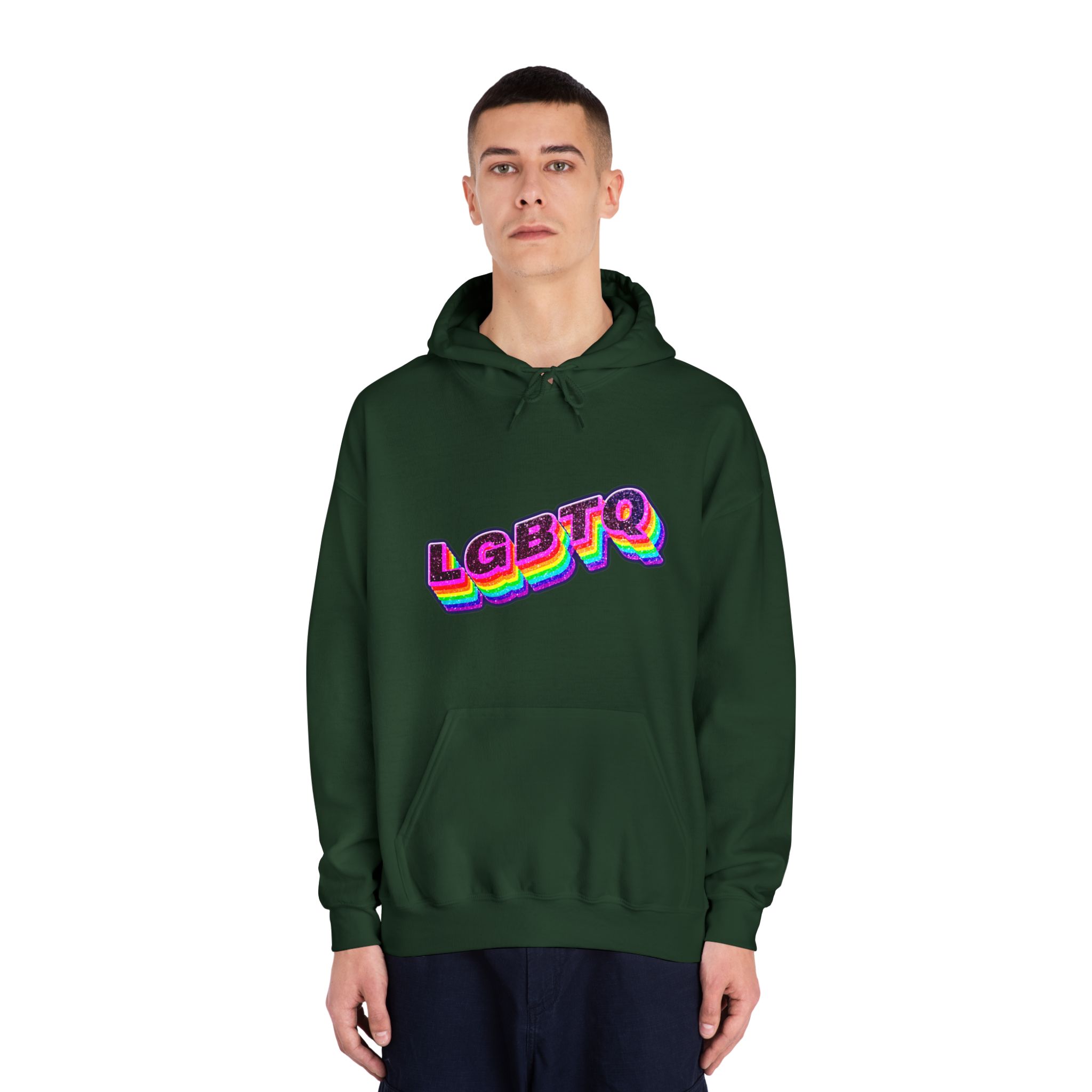 Lgbtq Rainbow 3d Png Typography Unisex Dryblend Hooded Sweatshirt - Image 23