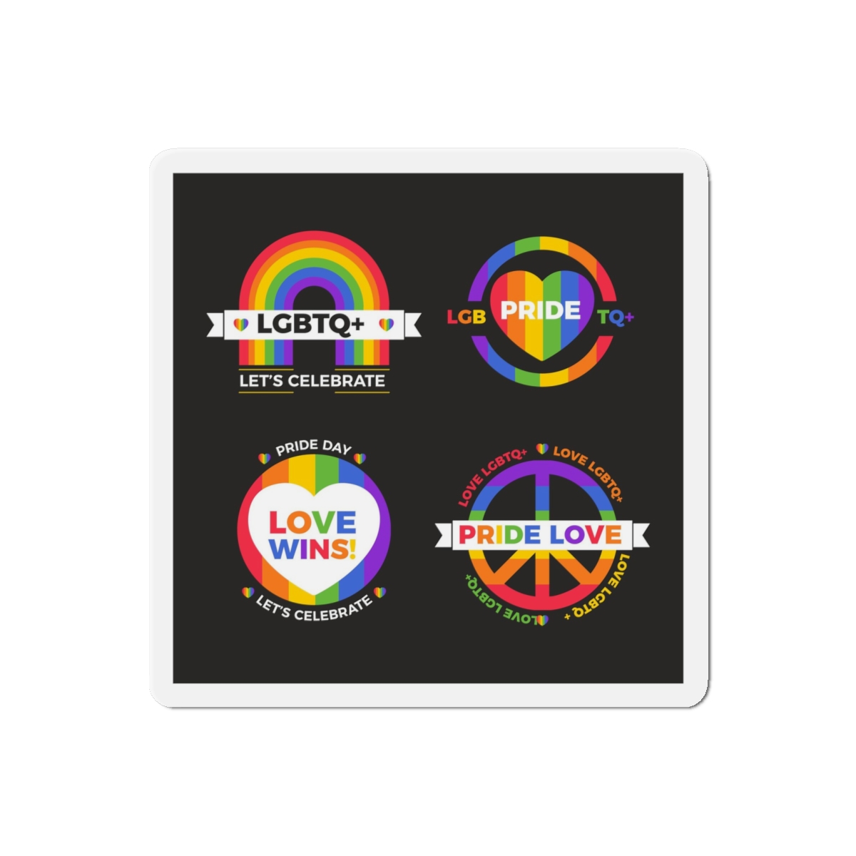 Flat Pride Day Badge Collection Die Cut Magnets - Image 13