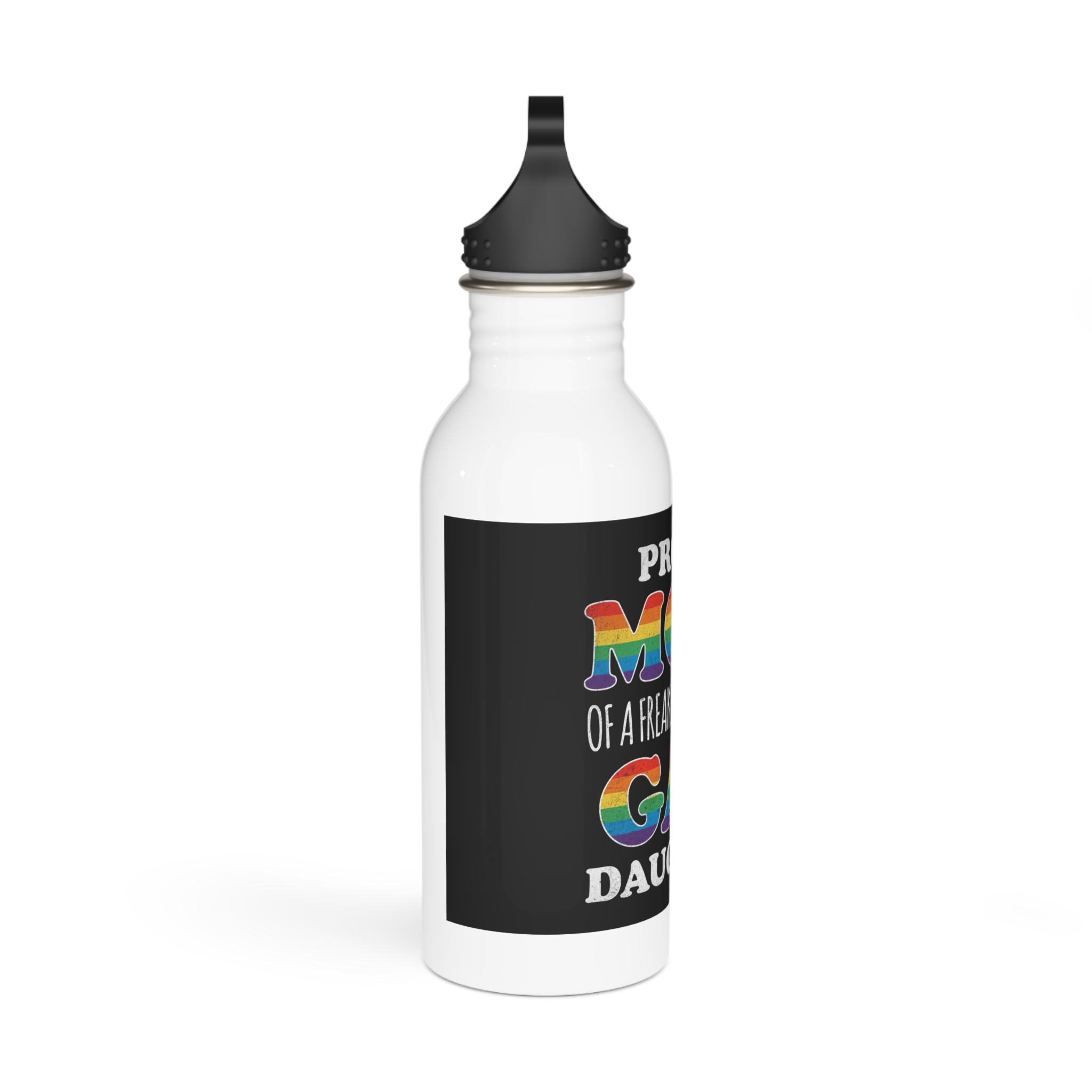 Mother Day Pride Rainbow Typography Vector Premium T Shirt(3) Stainless Steel Water Bottle - Image 2