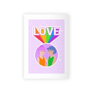 Young Couple Embracing With Rainbow Love Text Celebrating Pride Month Gift Wrapping Paper Rolls 1pc