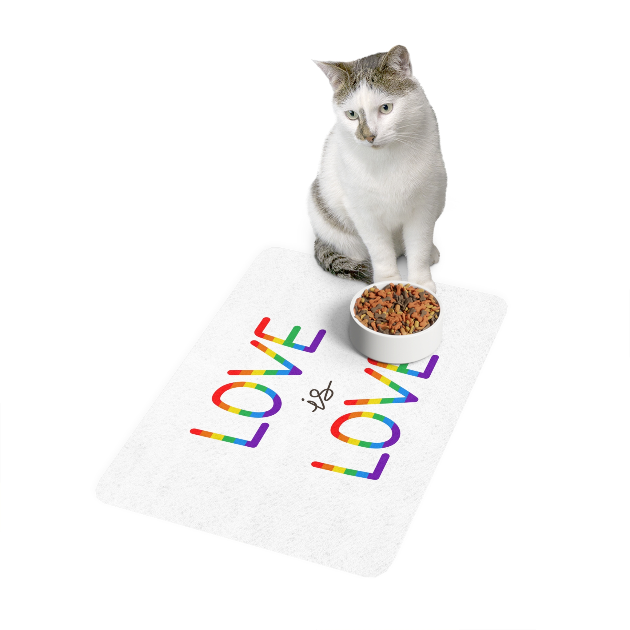 Vector Love Is Love Phrase Lgbt Text Lettering Rainbow Colors Pet Food Mat 12x18 - Image 3