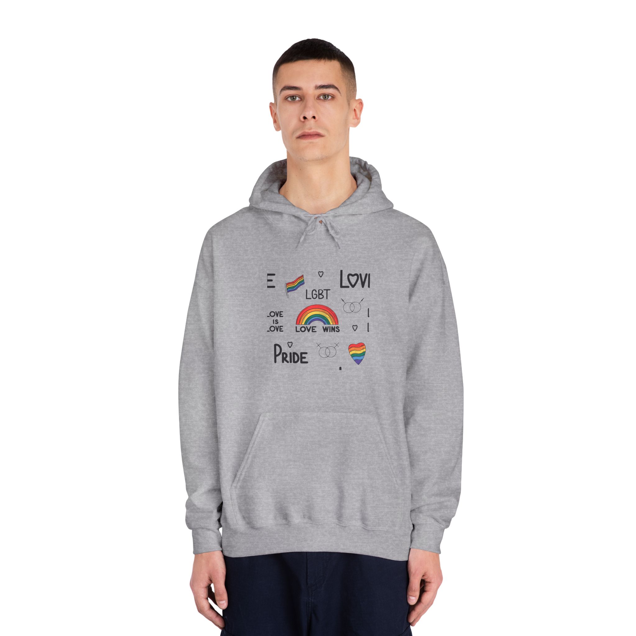 Lgbtq Pride Seamless Illustration Rainbow Hearts Love Symbols Unisex Dryblend Hooded Sweatshirt - Image 15