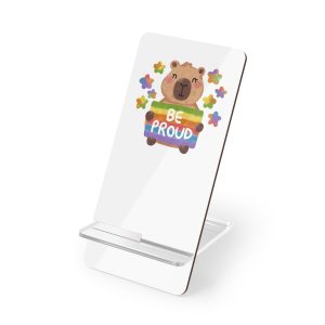 Cute Capybara Holding Be Proud Rainbow Flag Illustration Mobile Display Stand For Smartphones