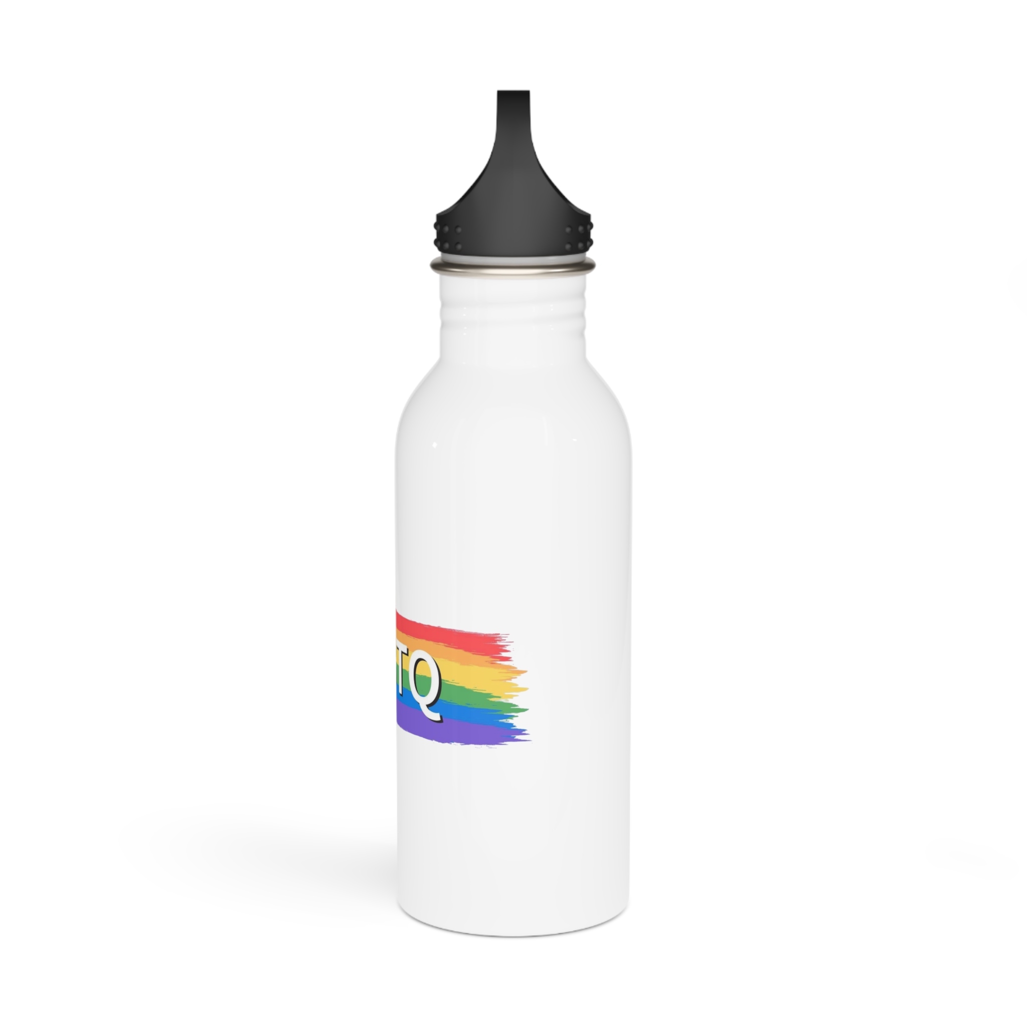 Lgbtq Rainbow Flag Pride Month June Colorful Brush Stroke Lgbtq Flag Vector Illustration Stainless Steel Water Bottle - Image 4