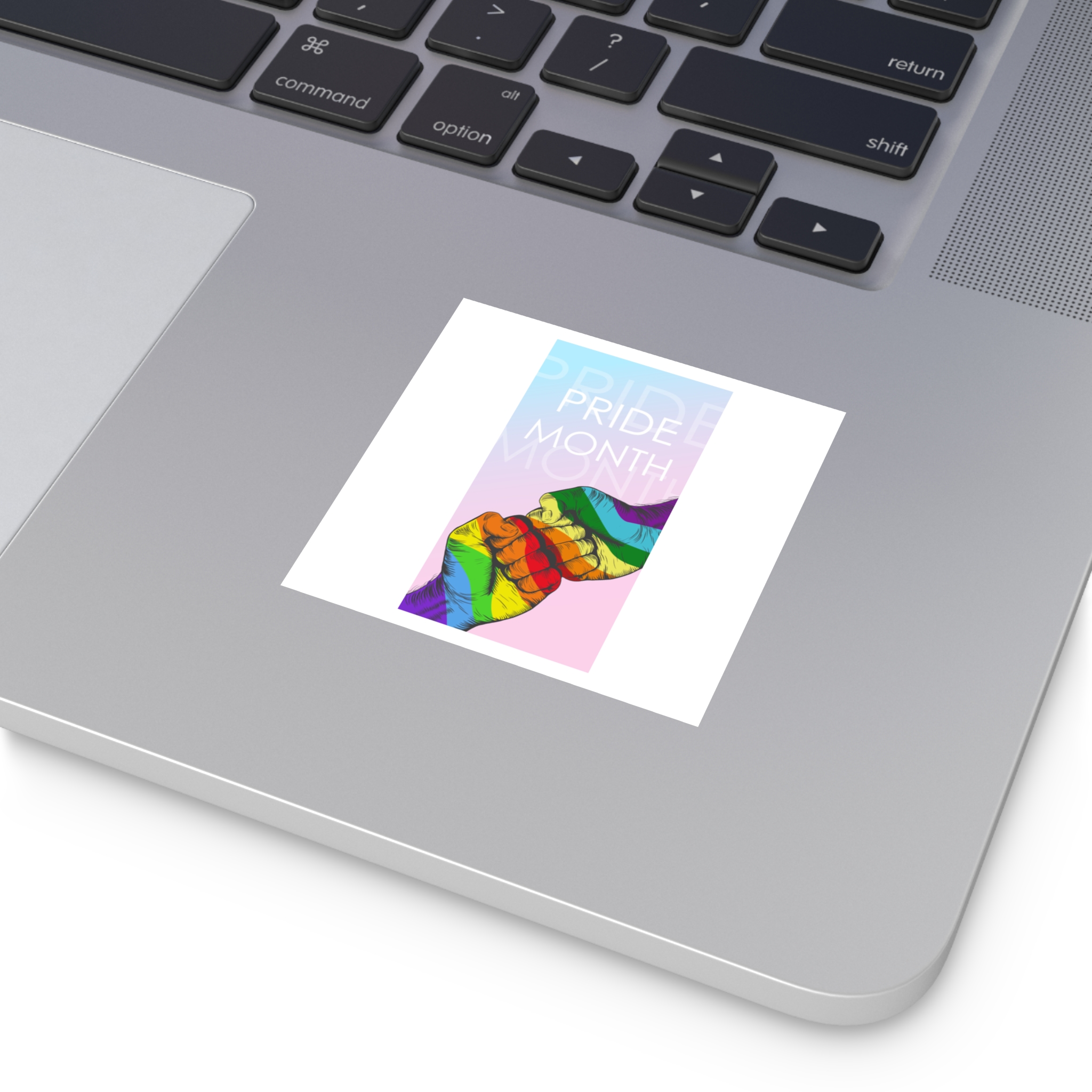 Rainbow Colored Hand Fist Fist Gesture Gay Pride Month Background Lgbt Concept Laminate Stickers Square - Image 15