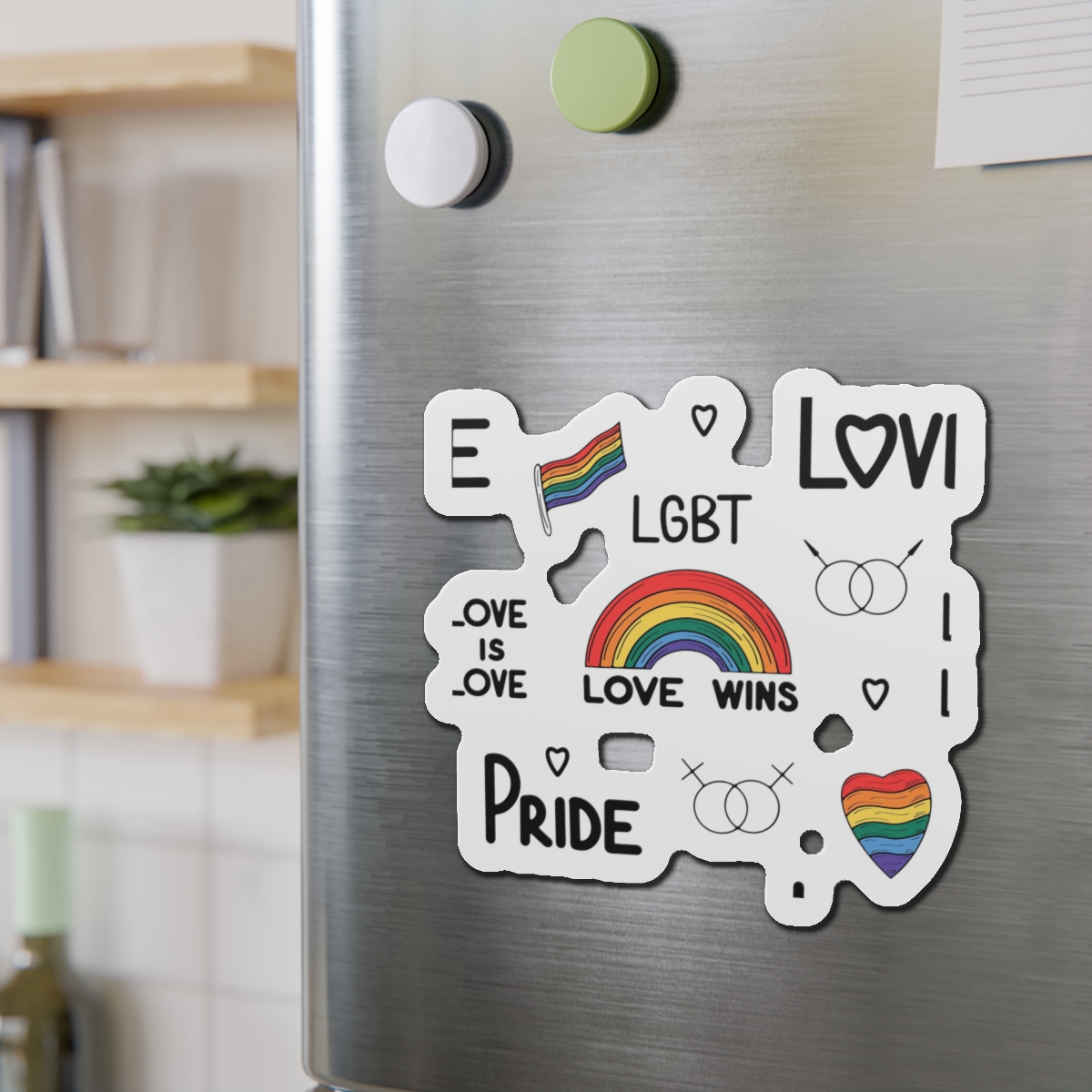 Lgbtq Pride Seamless Illustration Rainbow Hearts Love Symbols Die Cut Magnets - Image 15
