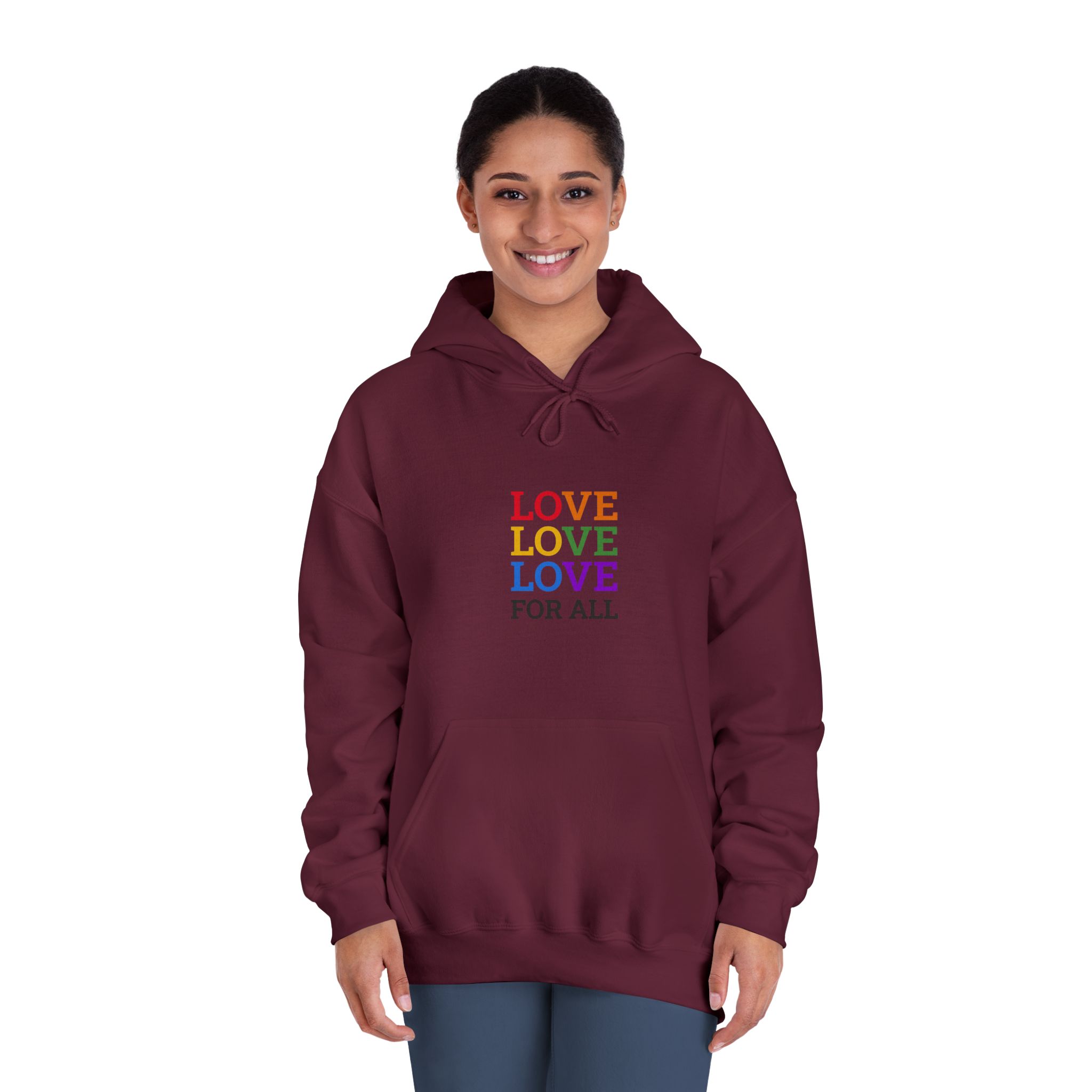 Love All Lgbtq Pride Month Positive Quote Rainbow Color Typographic Art White Background Unisex Dryblend Hooded Sweatshirt - Image 20