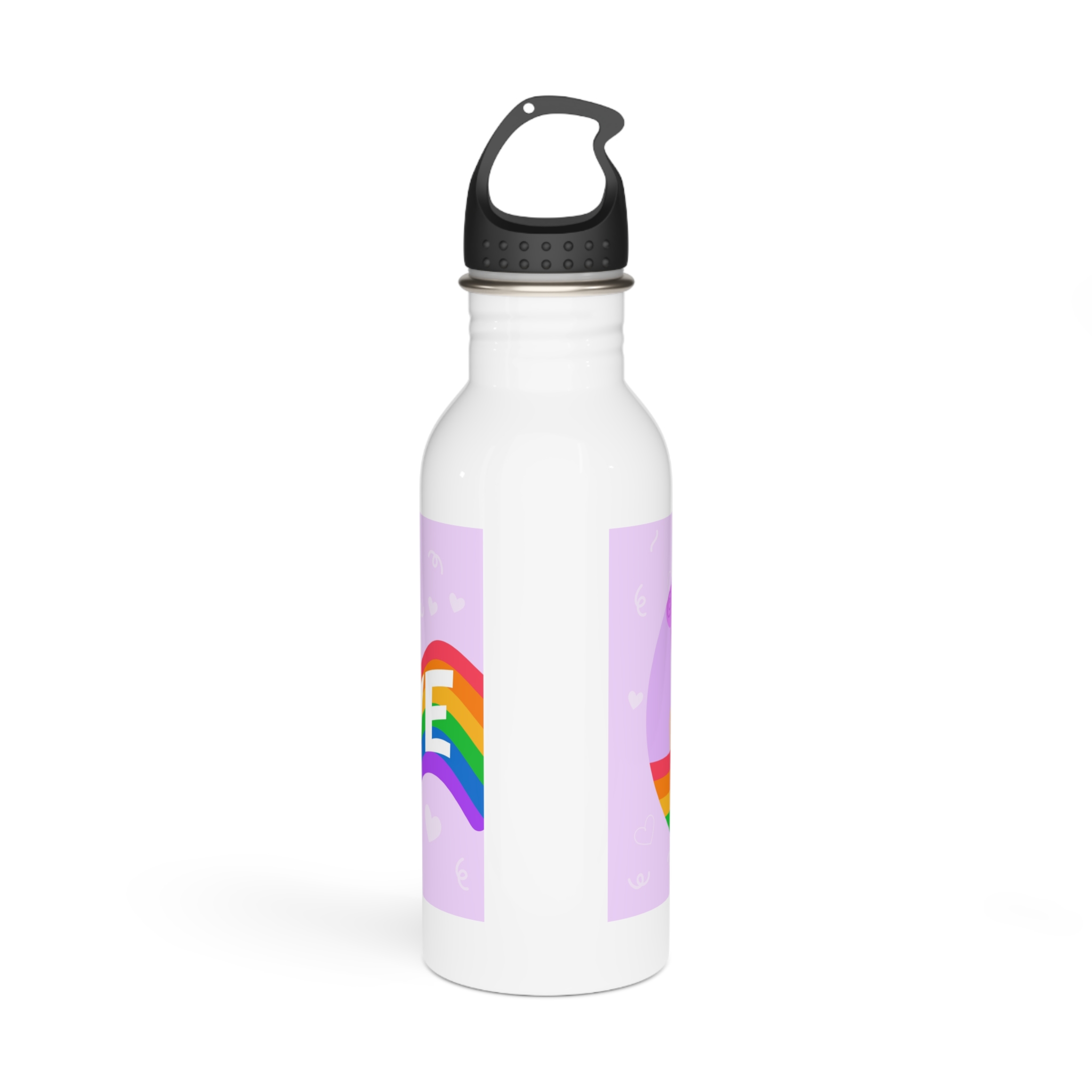 Joyful Group Holding Waving Pride Flag Stainless Steel Water Bottle - Image 3