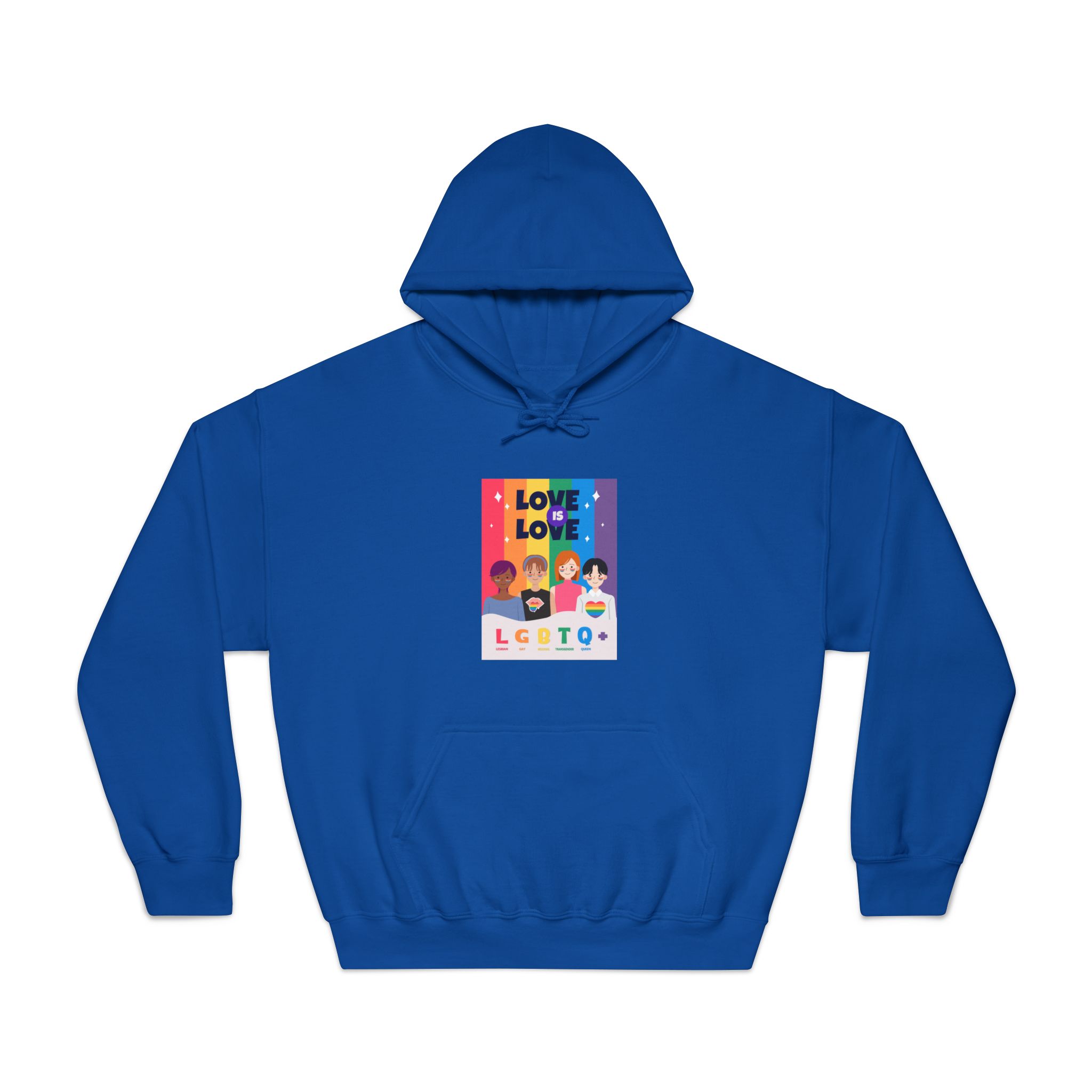 Lgbtq Pride Month Poster Vector With Diverse Characters Rainbow Celebrate Love Inclusivity Unisex Dryblend Hooded Sweatshirt - Image 25
