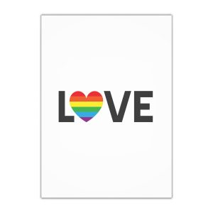 Vector Lgbt Rainbow Flag Love Heart Lettering Gift Wrapping Paper Sheets 1pc