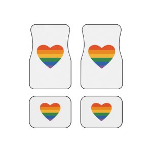 Vector Illustration Rainbow Heart Symbolizing Love Inclusivity Featuring Vibrant Stripes Car Mats Set Of 4