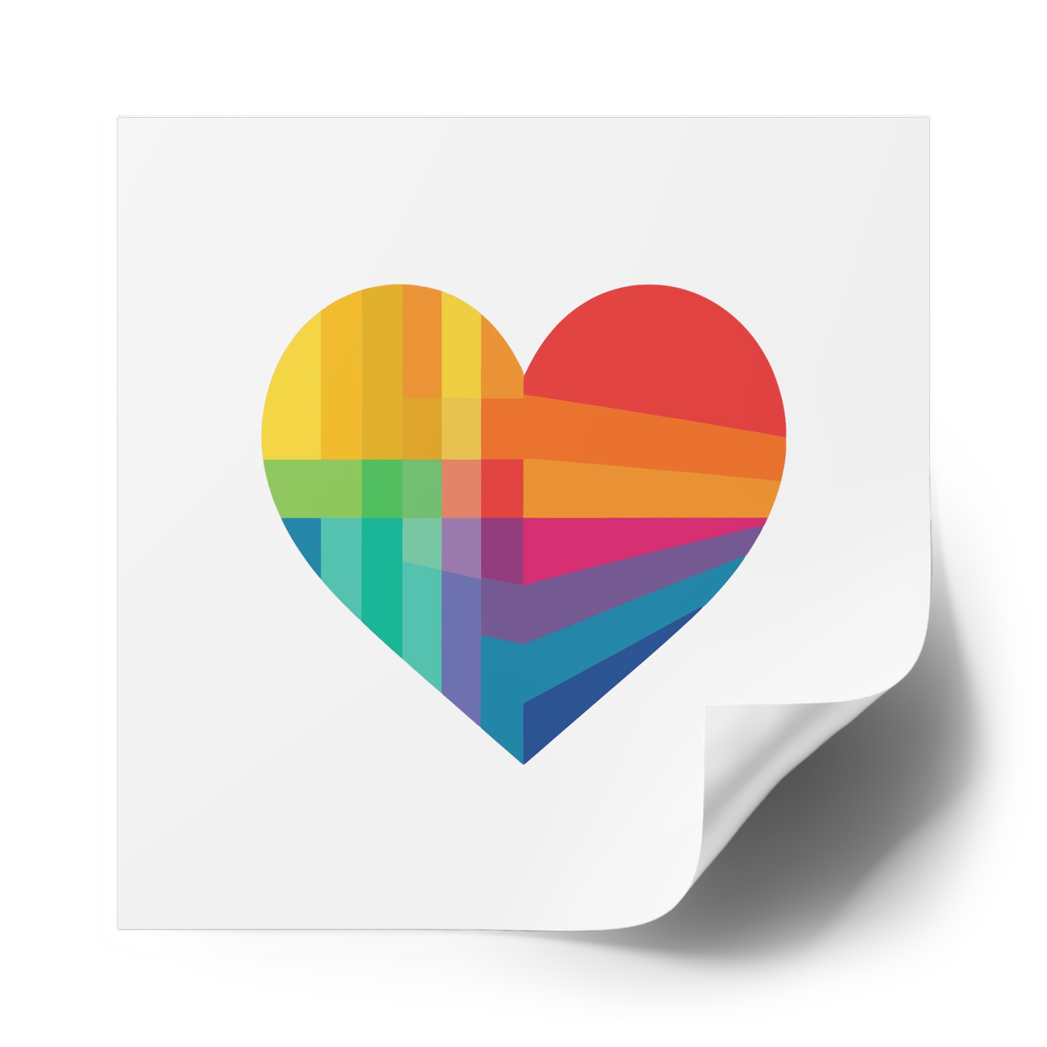 Heart Shape Rainbow Colors Laminate Stickers Square - Image 50