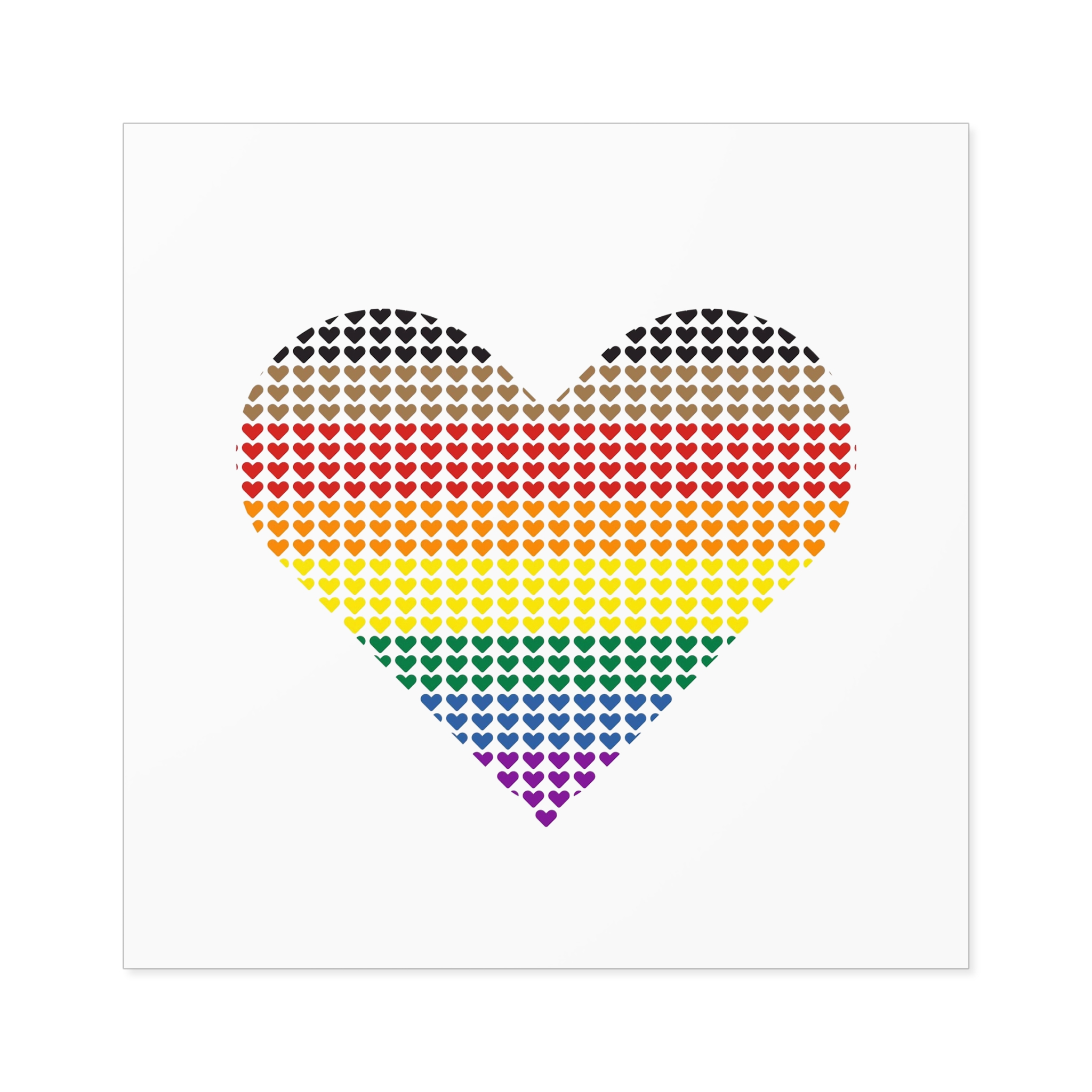 Pride Flag Heart Shape Icon With Heart Pattern Inside Heart Symbol With Black Brown Stripes Laminate Stickers Square - Image 61