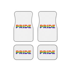 Text Pride Rainbow Colors Isolated White Background Banner Pride Month Vector Car Mats Set Of 4