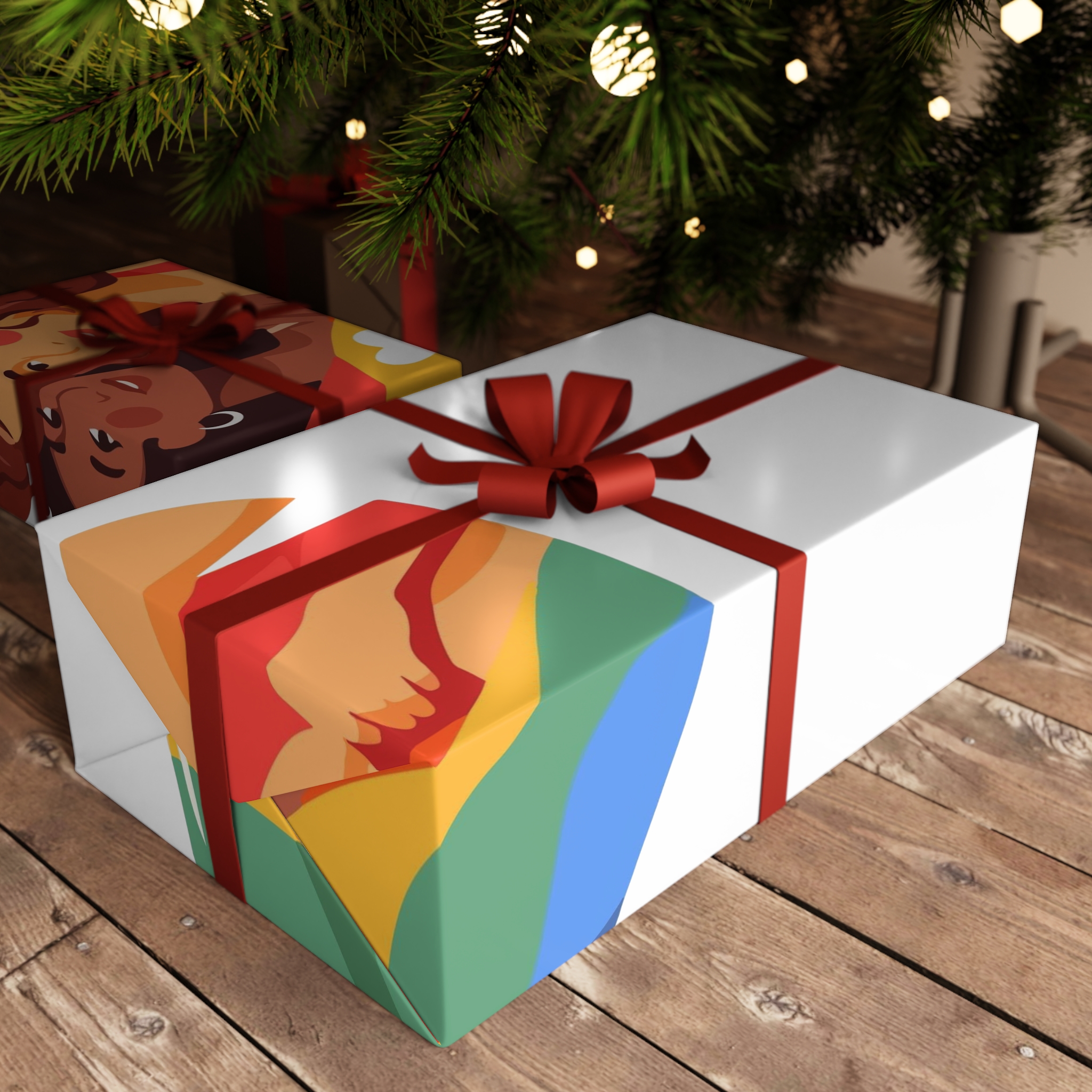 Portrait Lesbian Couple With Rainbow Flag Concept Lgbtq Gift Wrapping Paper Sheets 1pc - Image 3