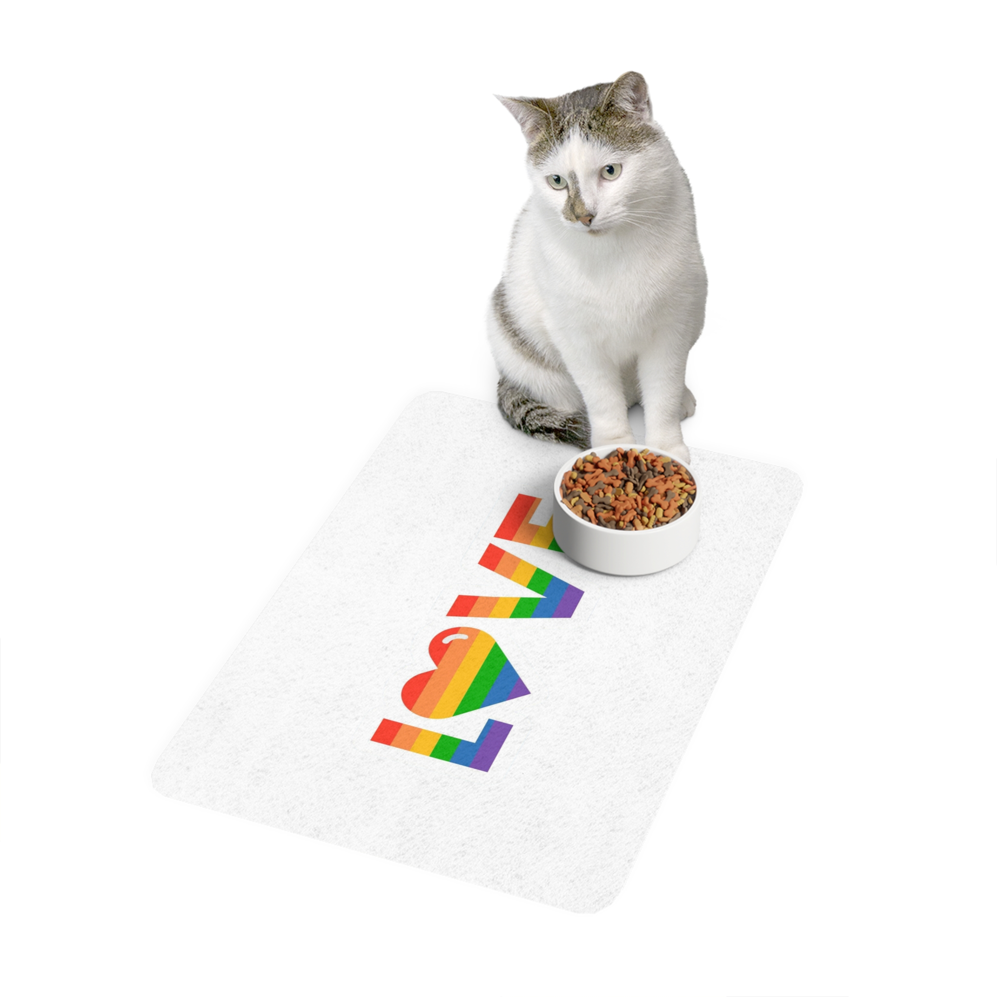 Vector Flat Pride Month Labels White Pet Food Mat 12x18 - Image 3