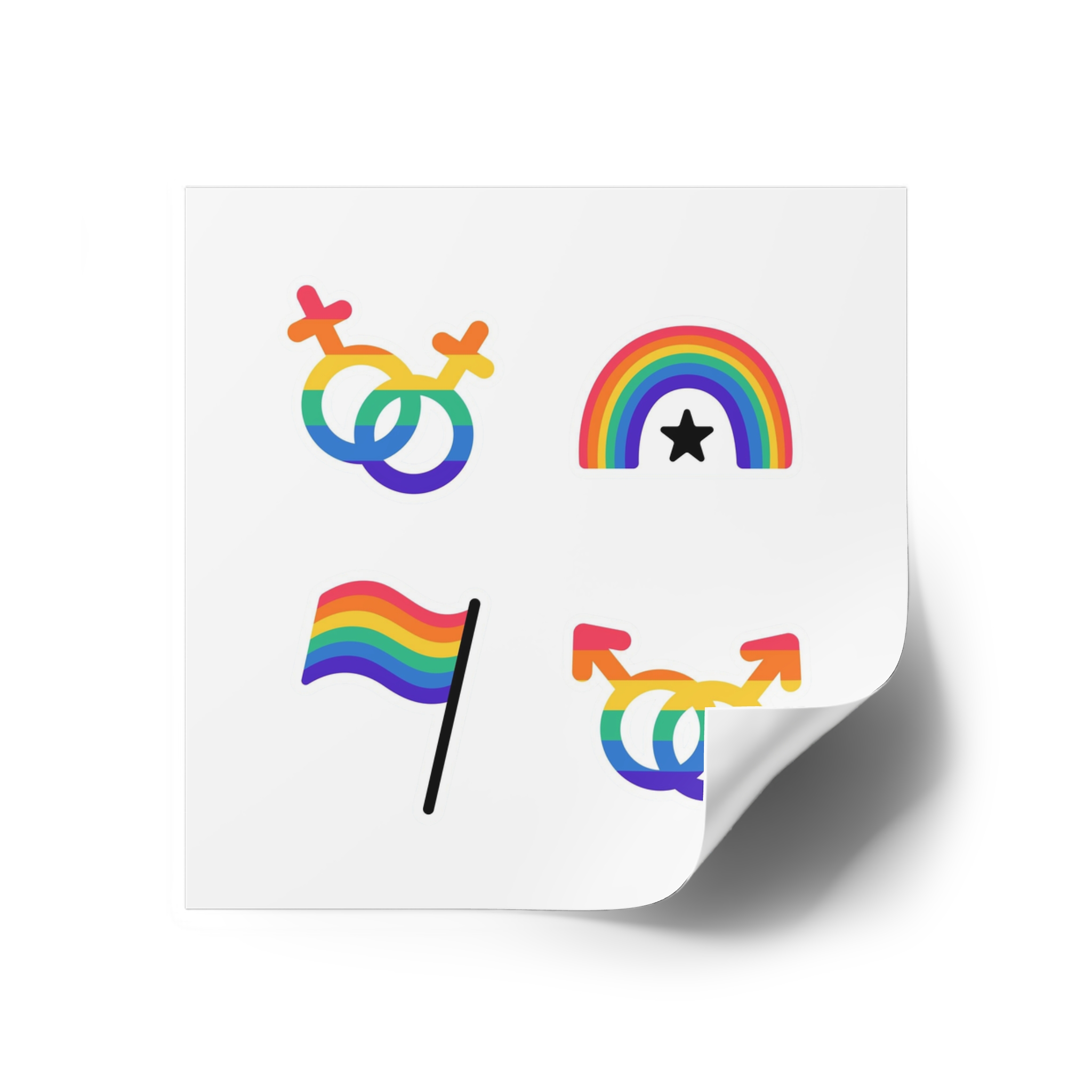 Lgbt Stickers Doodle Style Lgbtq Set Lgbt Pride Community Symbols Rainbow Colored Elements Flag Heart Rainbow Laminate Stickers Square - Image 18