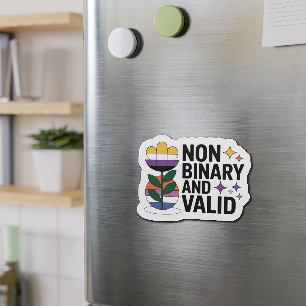Non Binary Valid T Shirt Design Isolated White Background Die Cut Magnets - Image 12