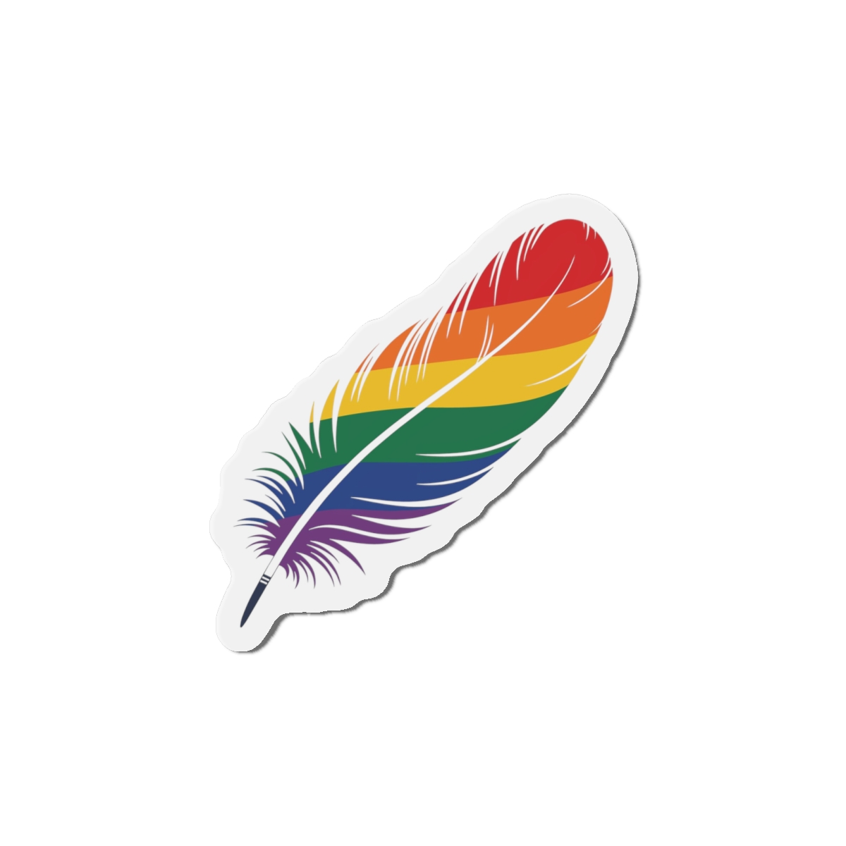 Single Feather Adorned With Vibrant Colors Rainbow Flag Die Cut Magnets - Image 7