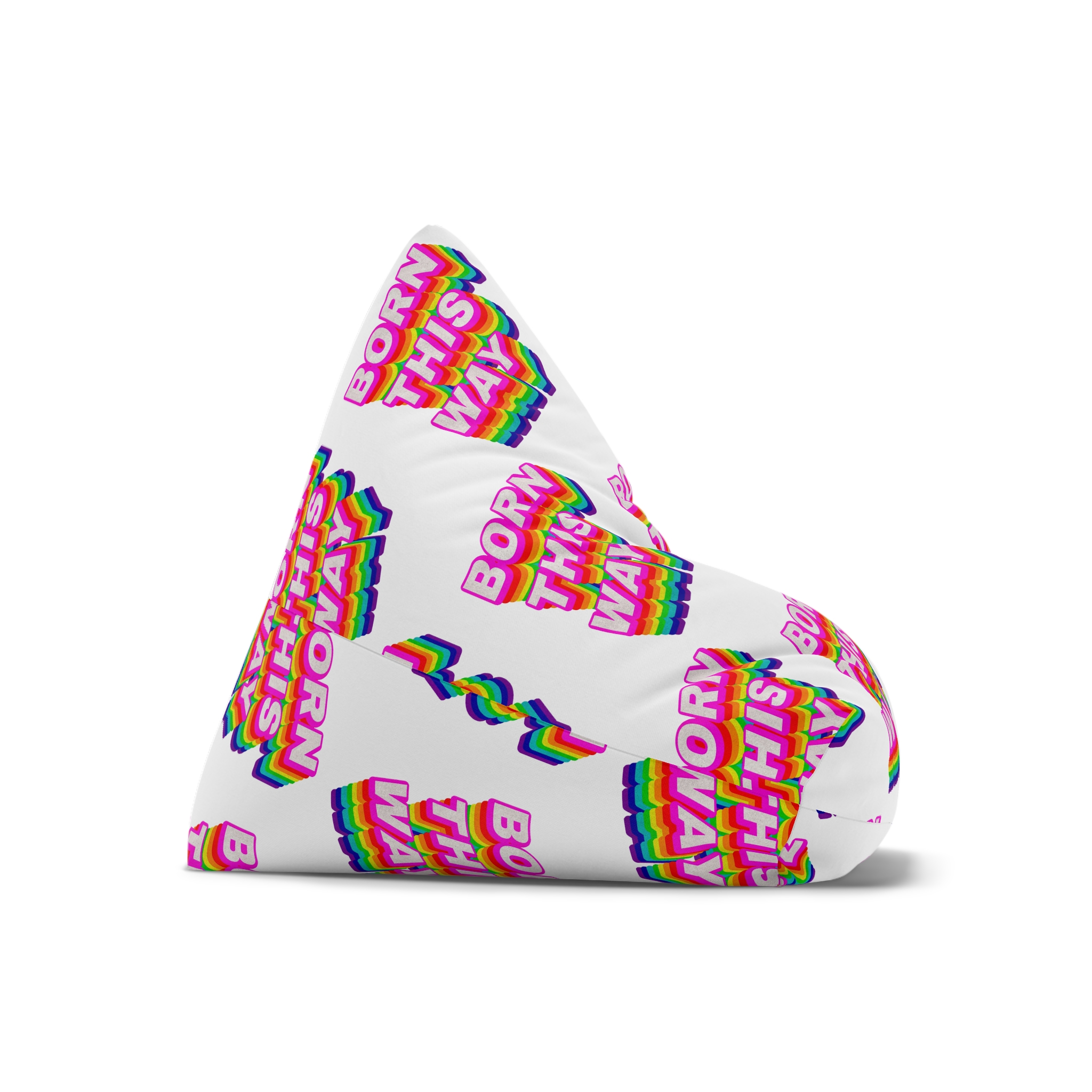 Rainbow Word Born This Way Typography Design Element Bean Bag Chair Cover - Image 7