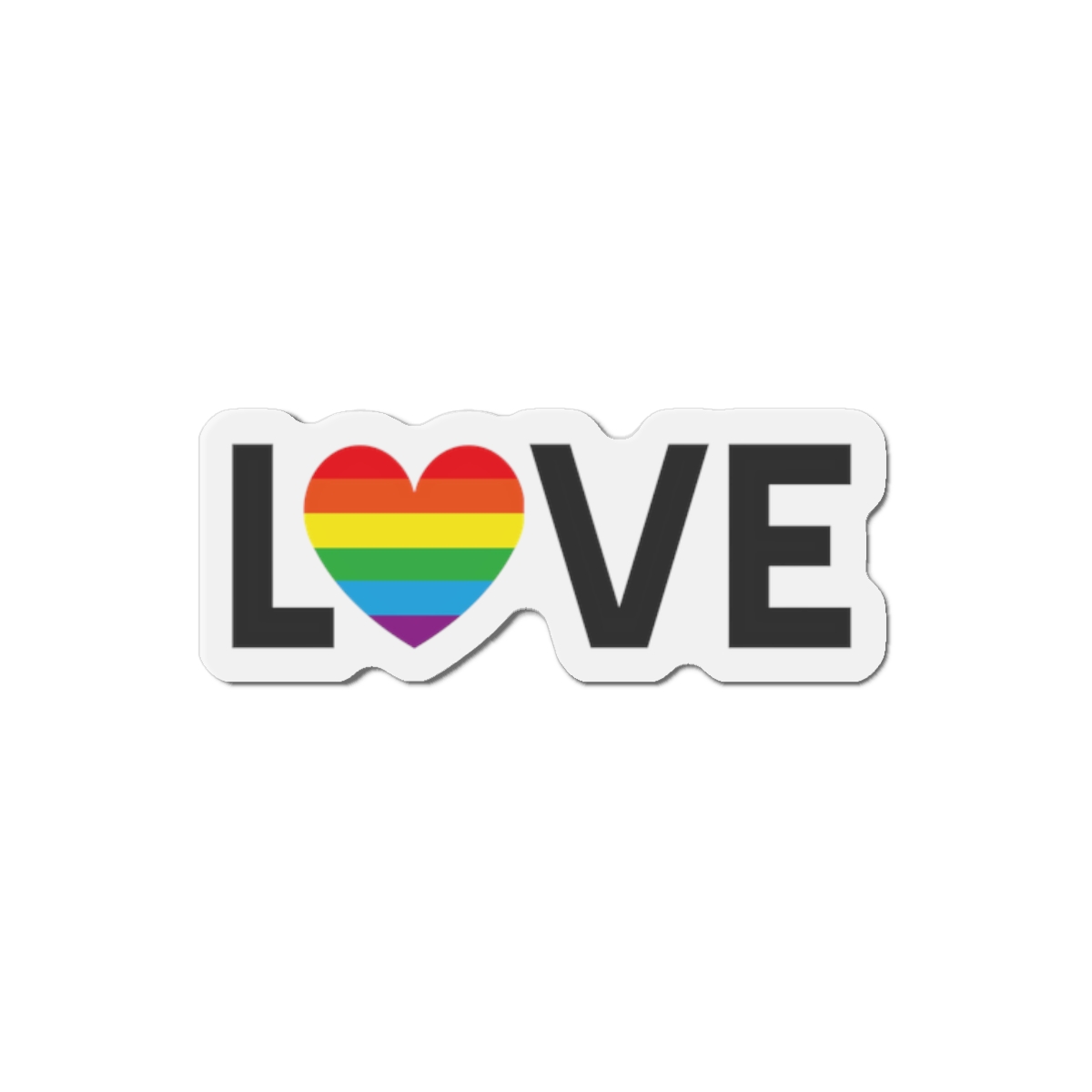 Vector Lgbt Rainbow Flag Love Heart Lettering Die Cut Magnets