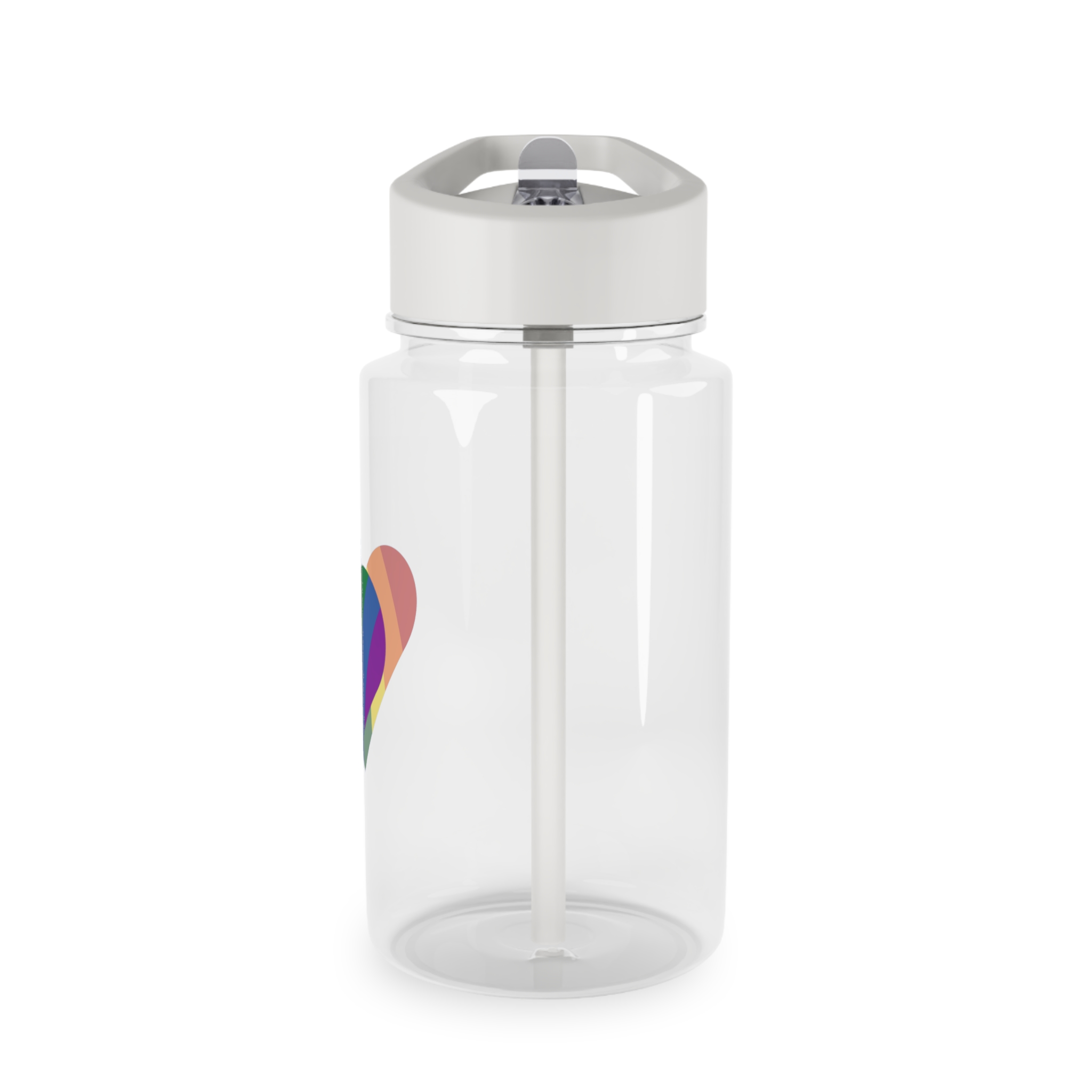 Minimalist Pride Heart Filled With Rainbow Colors Tritan Water Bottle - Image 3