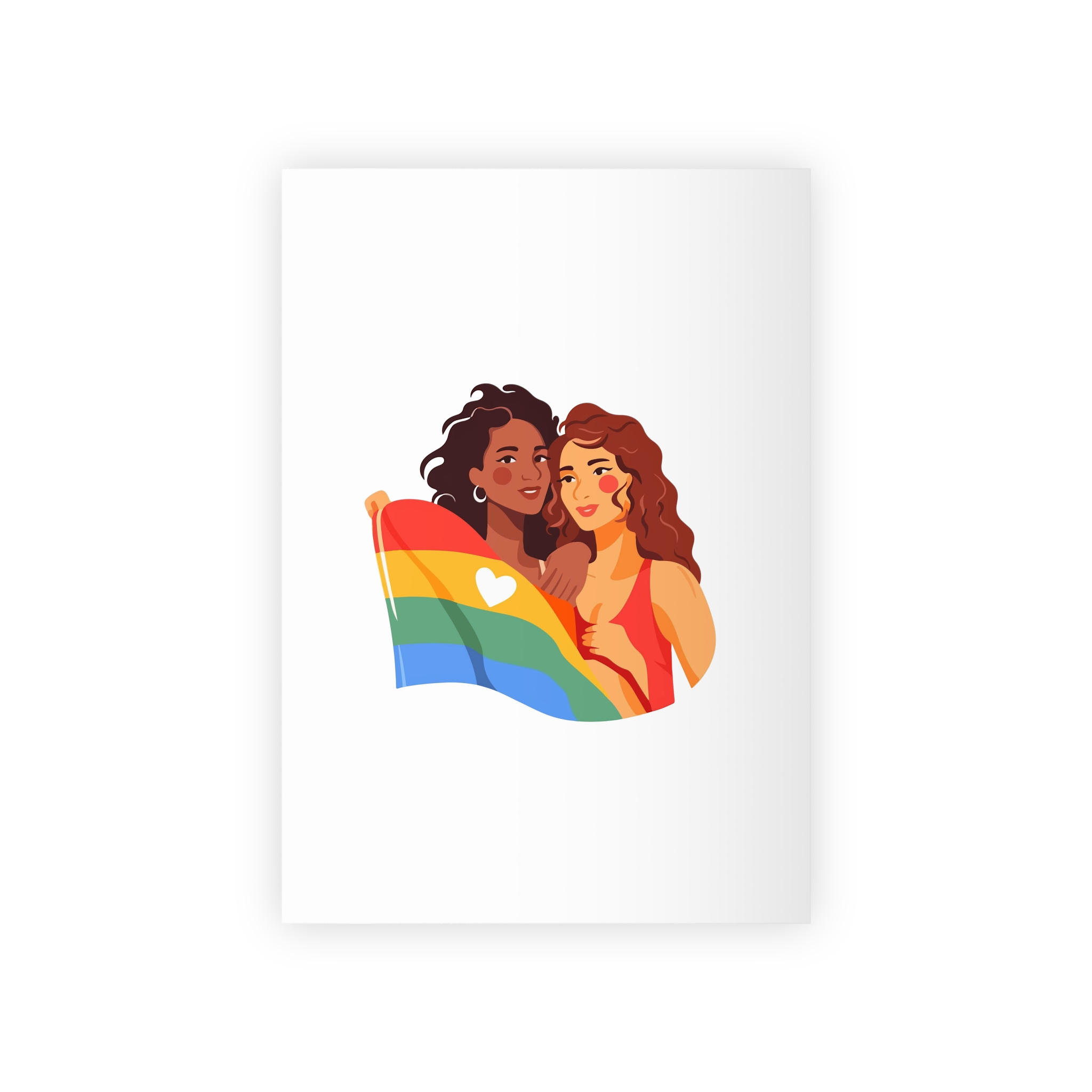 Portrait Lesbian Couple With Rainbow Flag Concept Lgbtq Gift Wrapping Paper Rolls 1pc