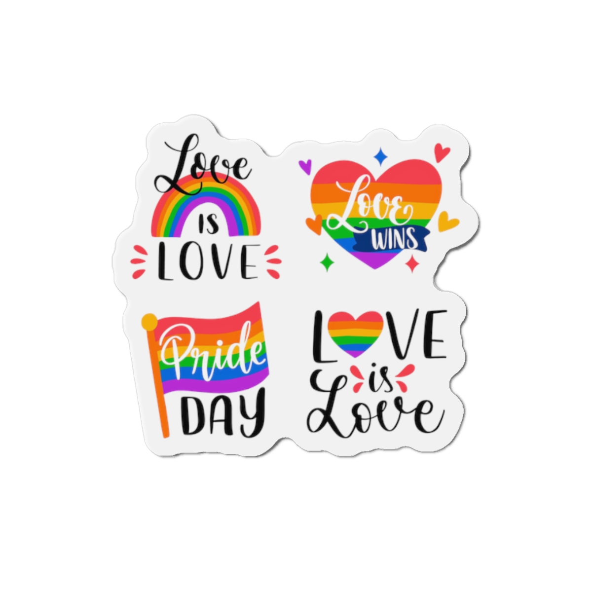 Hand Drawn Pride Day Label Collection Die Cut Magnets
