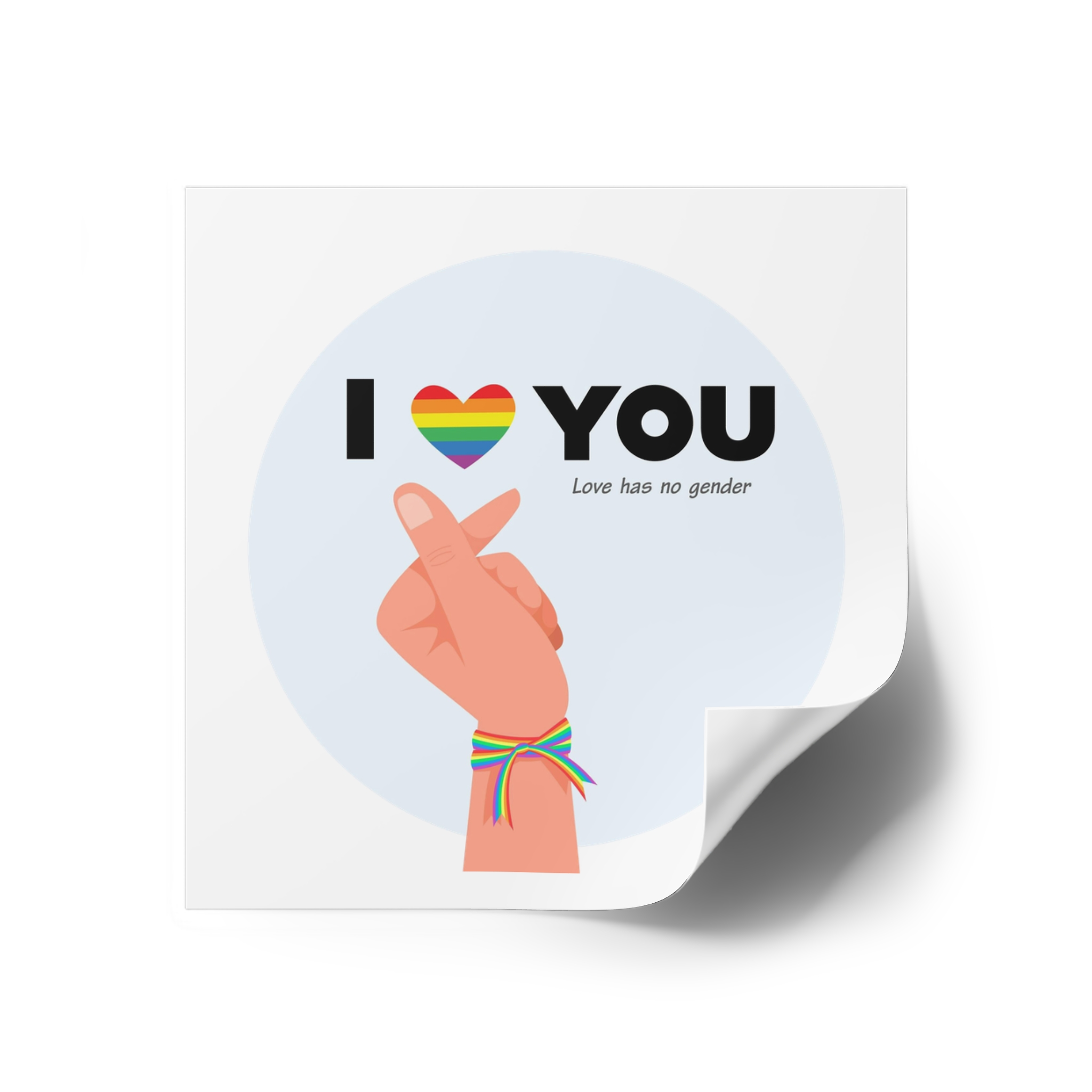 Inspirational Homosexual Pride Poster With Rainbow Heart Laminate Stickers Square - Image 26