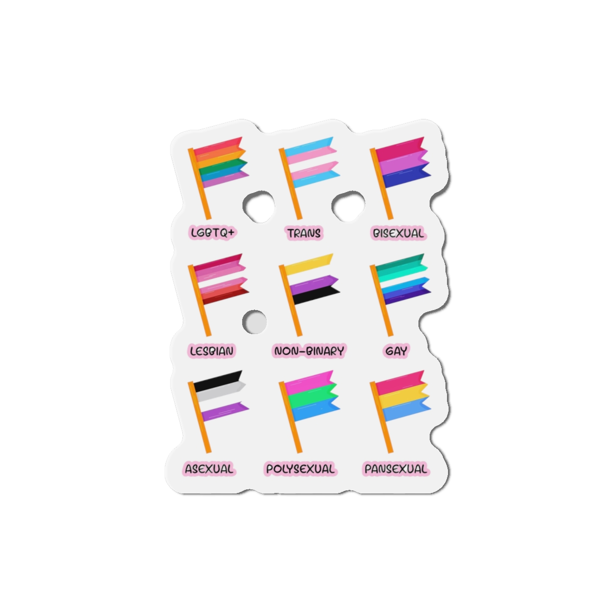 Cute Hand Drawn Set Lgbtq Pride Flags With Names Lgbtq Trans Bisexual Lesbian Nonbinary Asexual Die Cut Magnets - Image 13