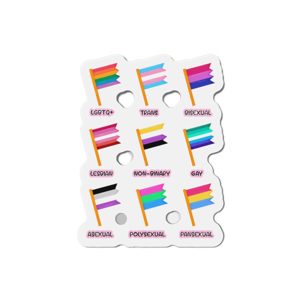 Cute Hand Drawn Set Lgbtq Pride Flags With Names Lgbtq Trans Bisexual Lesbian Nonbinary Asexual Die Cut Magnets - Image 4