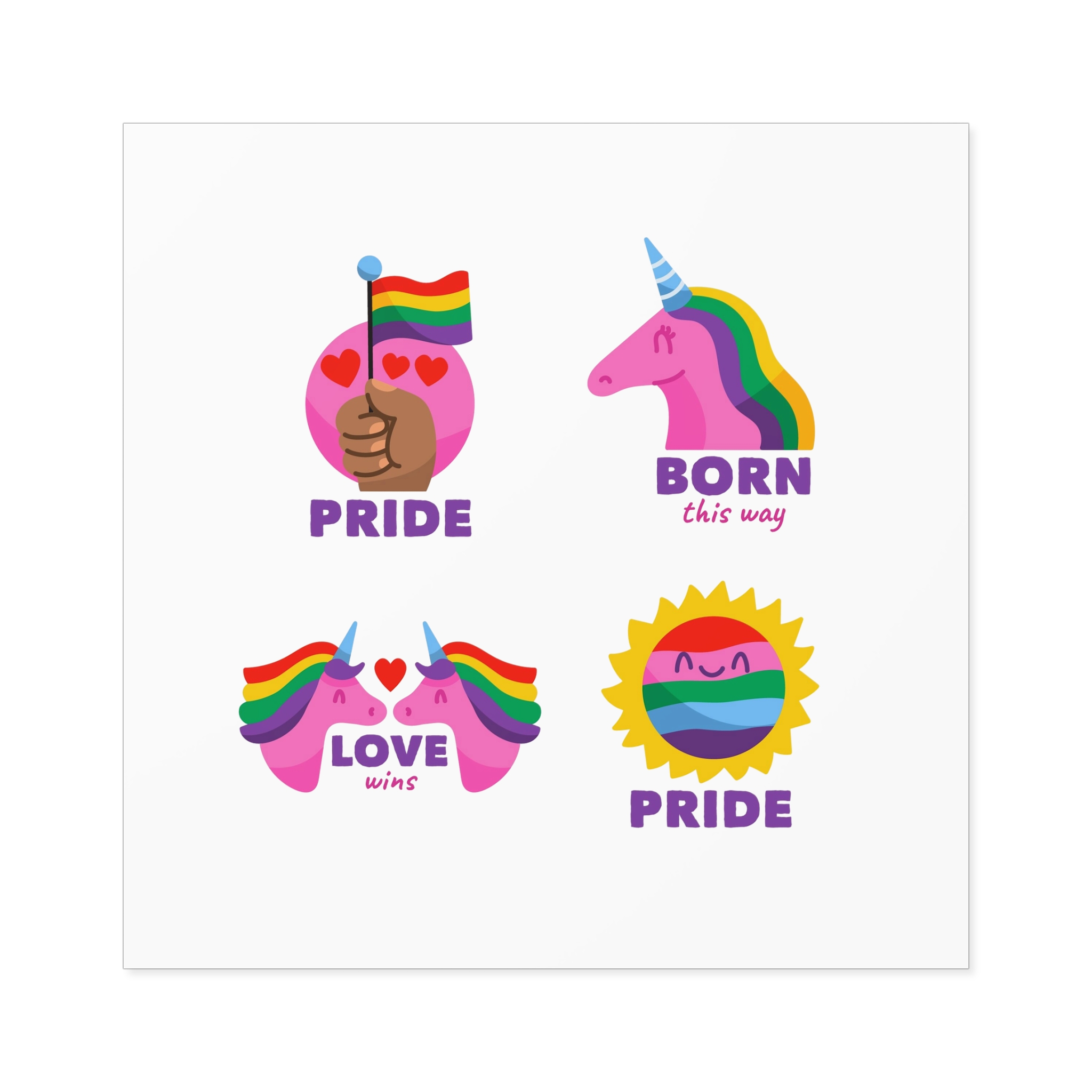 Illustrations Pride Day Badges Set Laminate Stickers Square - Image 49