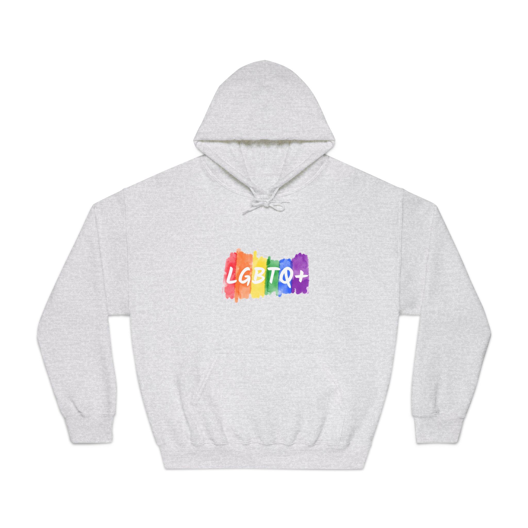 Lgbtq Logo Lettering Text Vector Rainbow Watercolor Paint Textured Colorful Stripes Unisex Dryblend Hooded Sweatshirt - Image 5