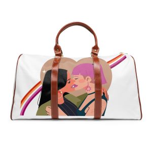 Hand Drawn Lesbian Kiss Waterproof Travel Bag