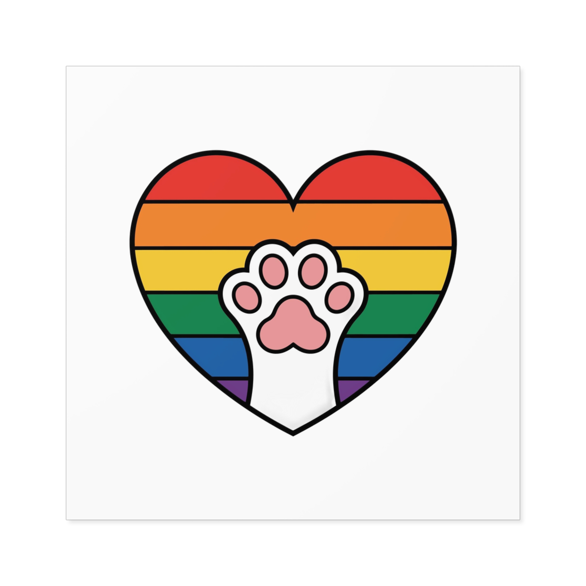 Rainbow Heart With Cute Cat Paw Pride Illustration Laminate Stickers Square - Image 25