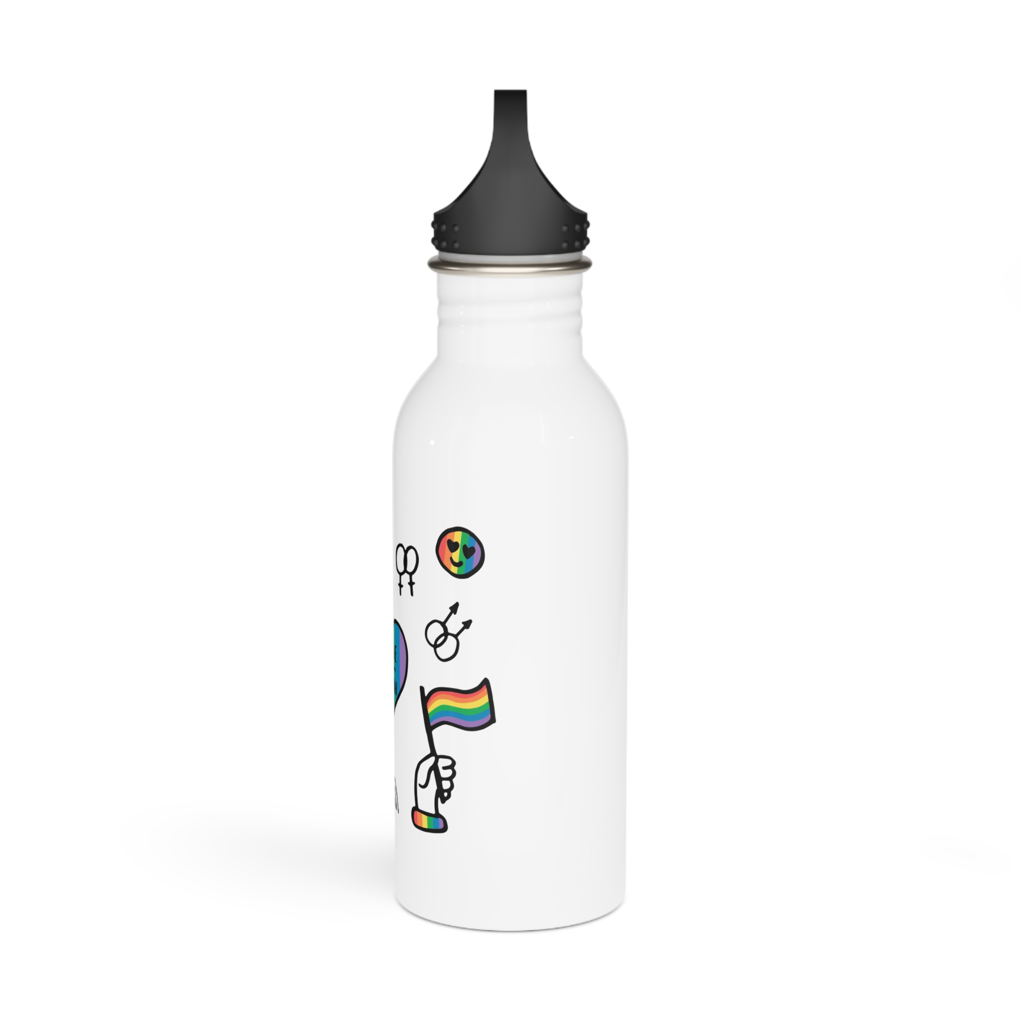 Lgbt Doodle Set Rainbow Flag Pride Month Vector Illustration Stainless Steel Water Bottle - Image 4